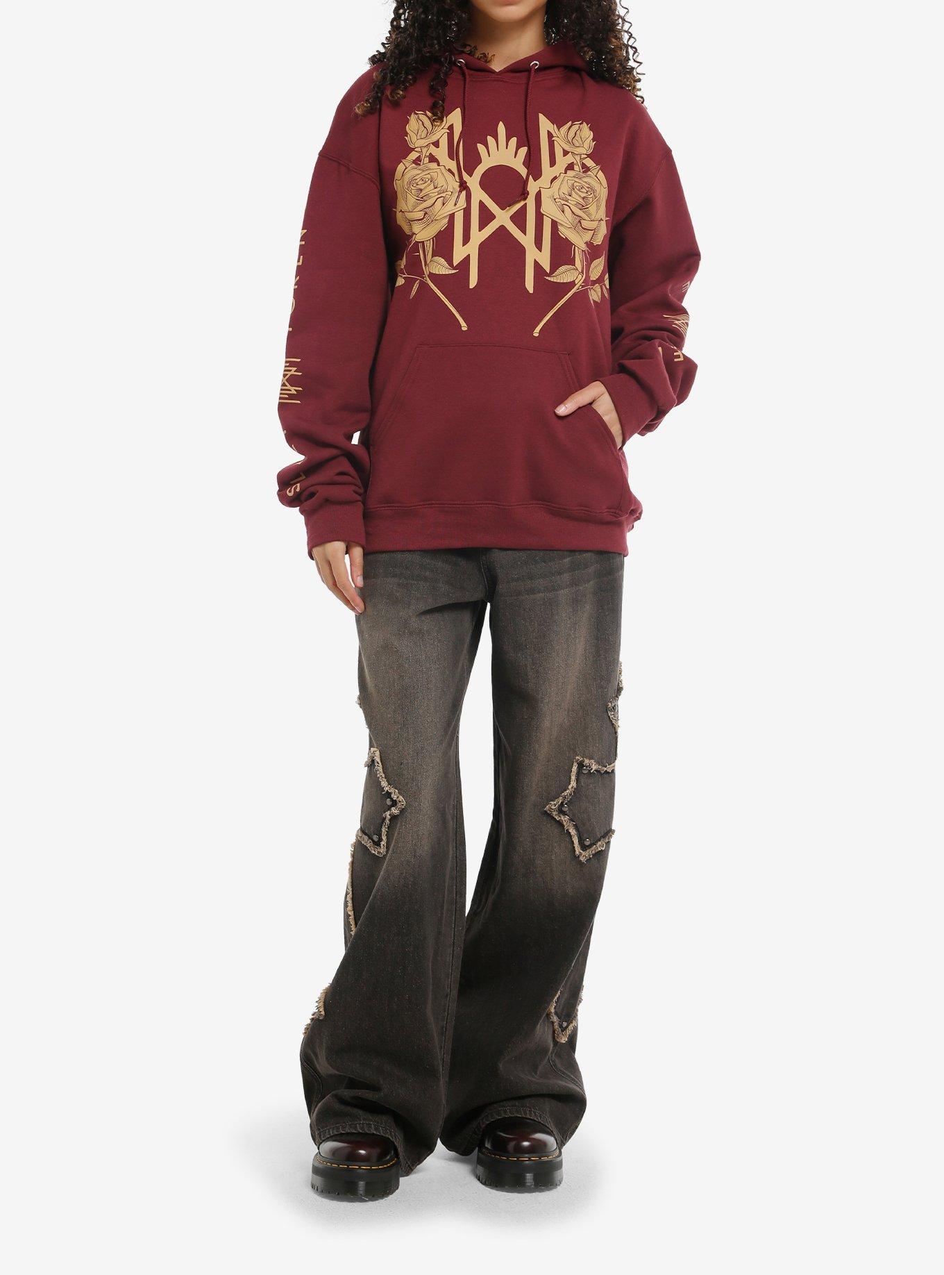 Sleep Token Even In Arcadia Floral Rune Hoodie, BURGUNDY, alternate