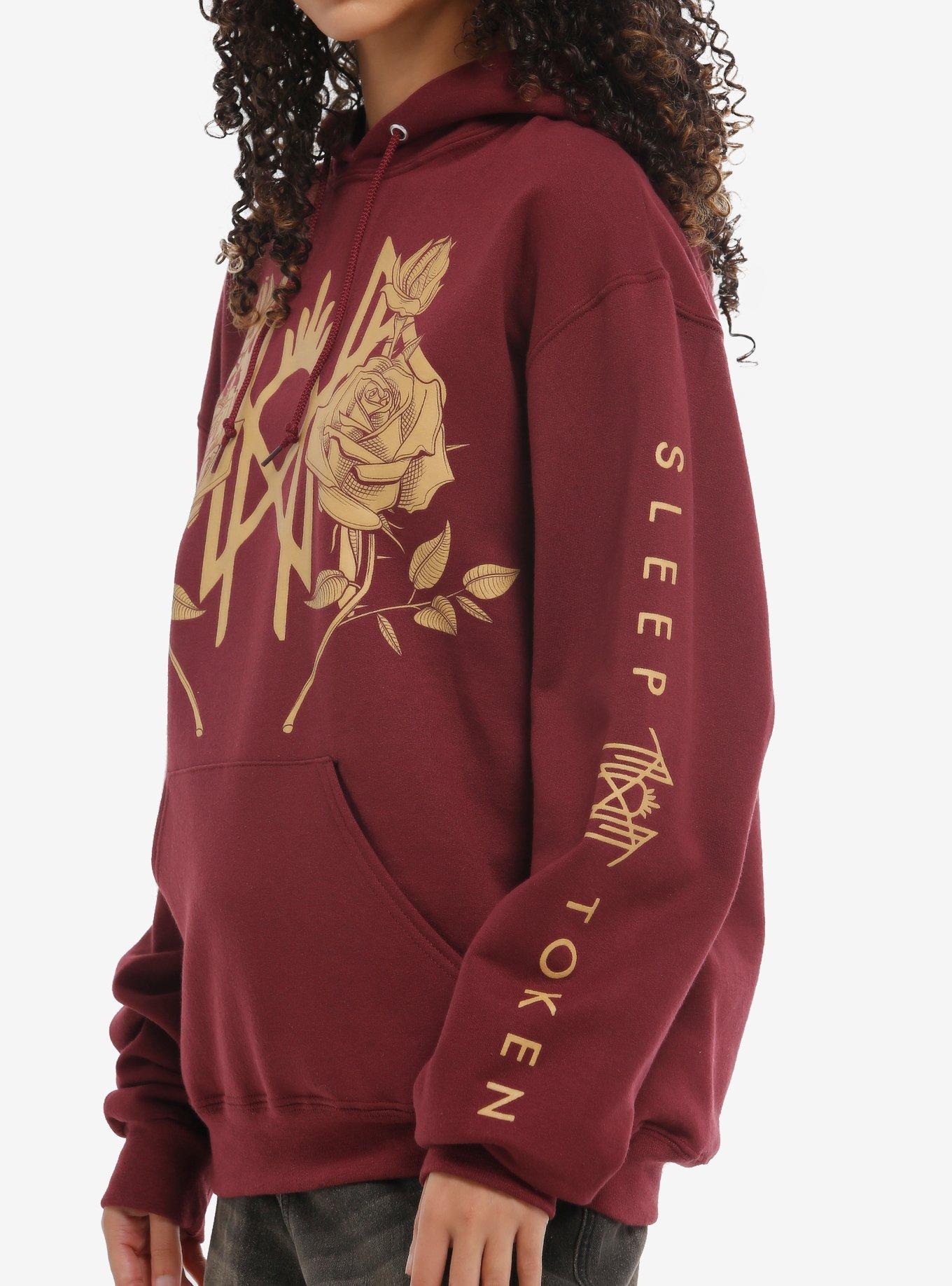 Sleep Token Even In Arcadia Floral Rune Hoodie, BURGUNDY, alternate