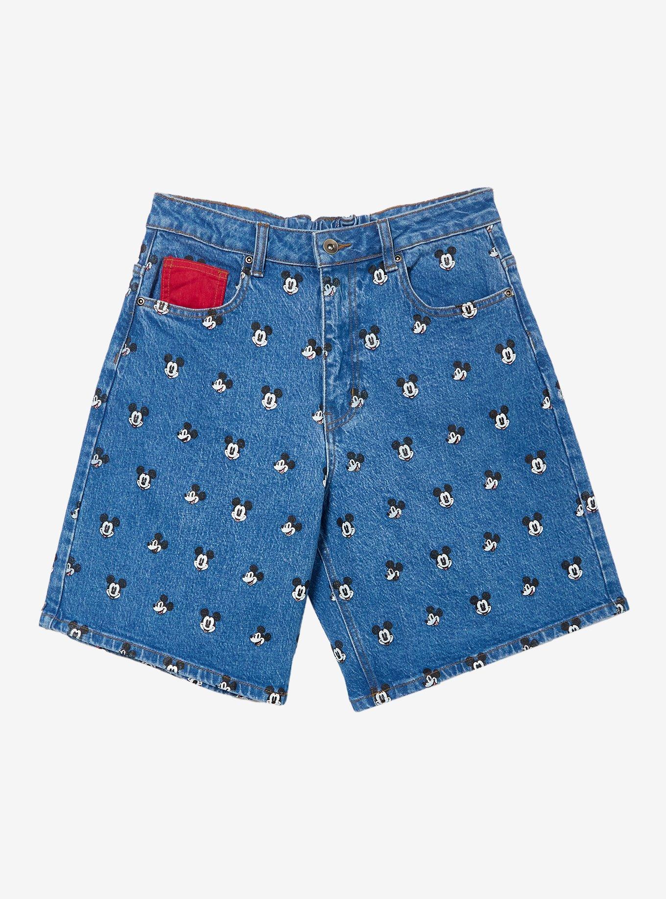 Disney Mickey Mouse Allover Print Women's Jean Shorts - BoxLunch Exclusive