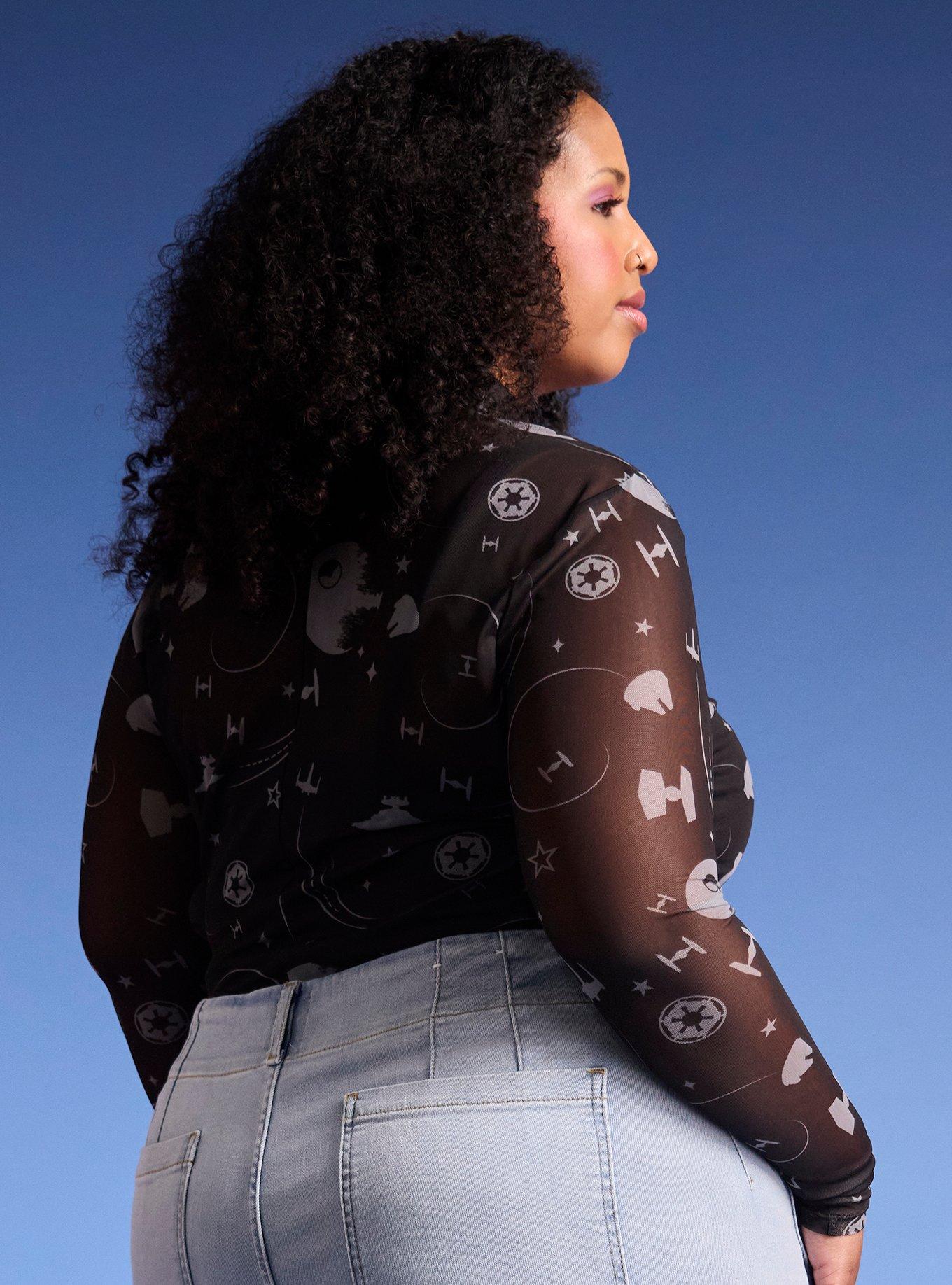 Her Universe Star Wars Empire Ships Mesh Long-Sleeve Top Plus Size Her Universe Exclusive, BLACK, alternate