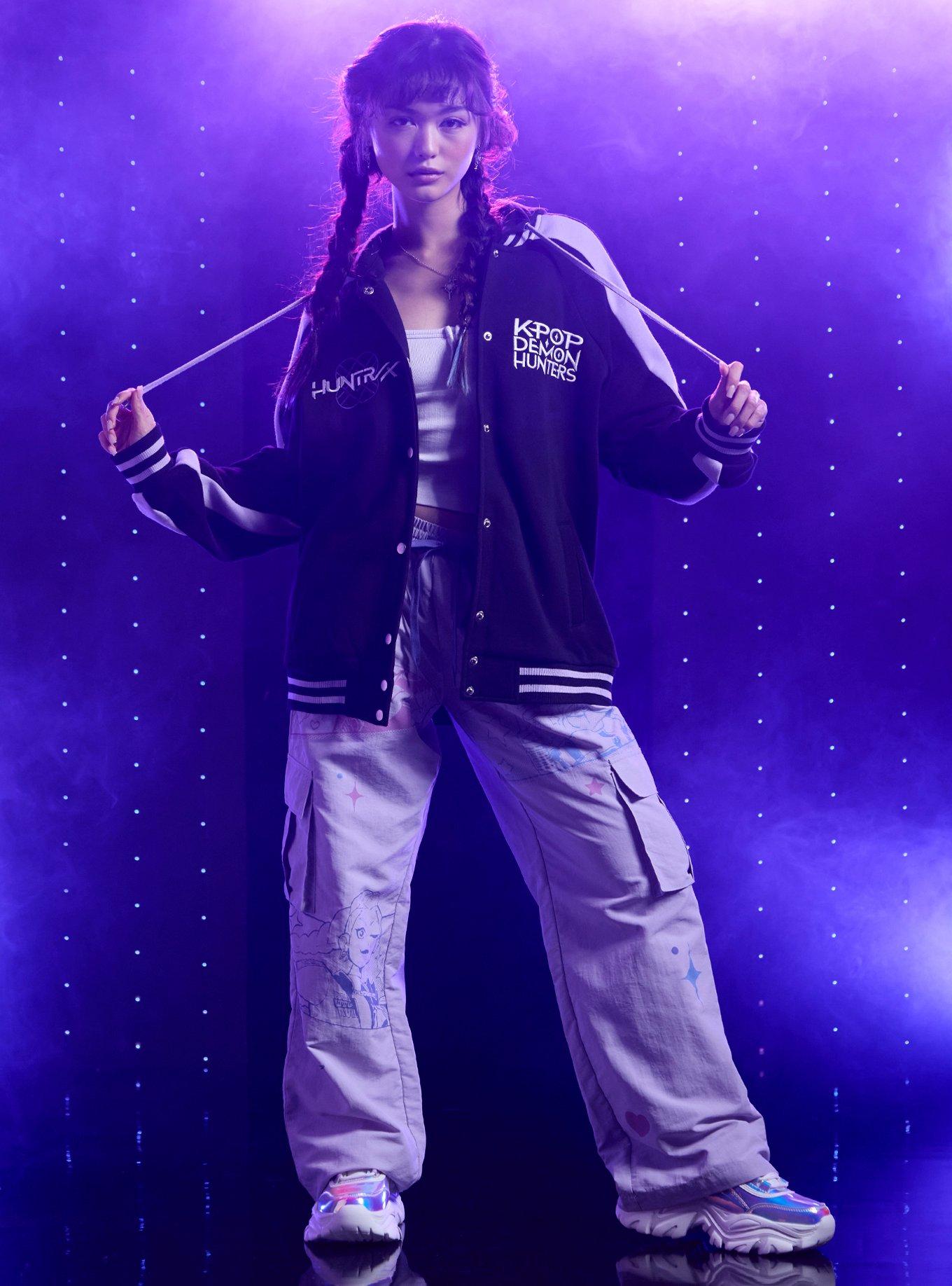 KPop Demon Hunters HUNTR/X Varsity Jacket, BLACK  PINK, alternate - view 3
