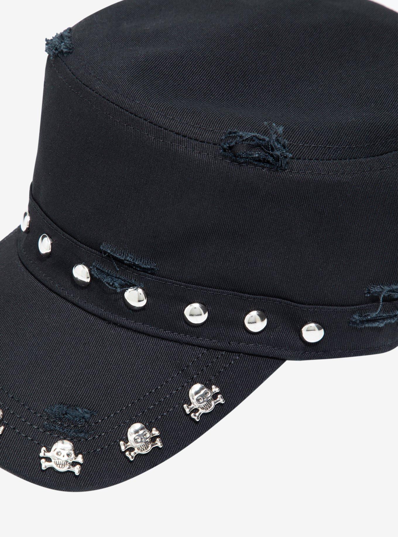 Skull Stud Distressed Cadet Hat, , alternate - view 3