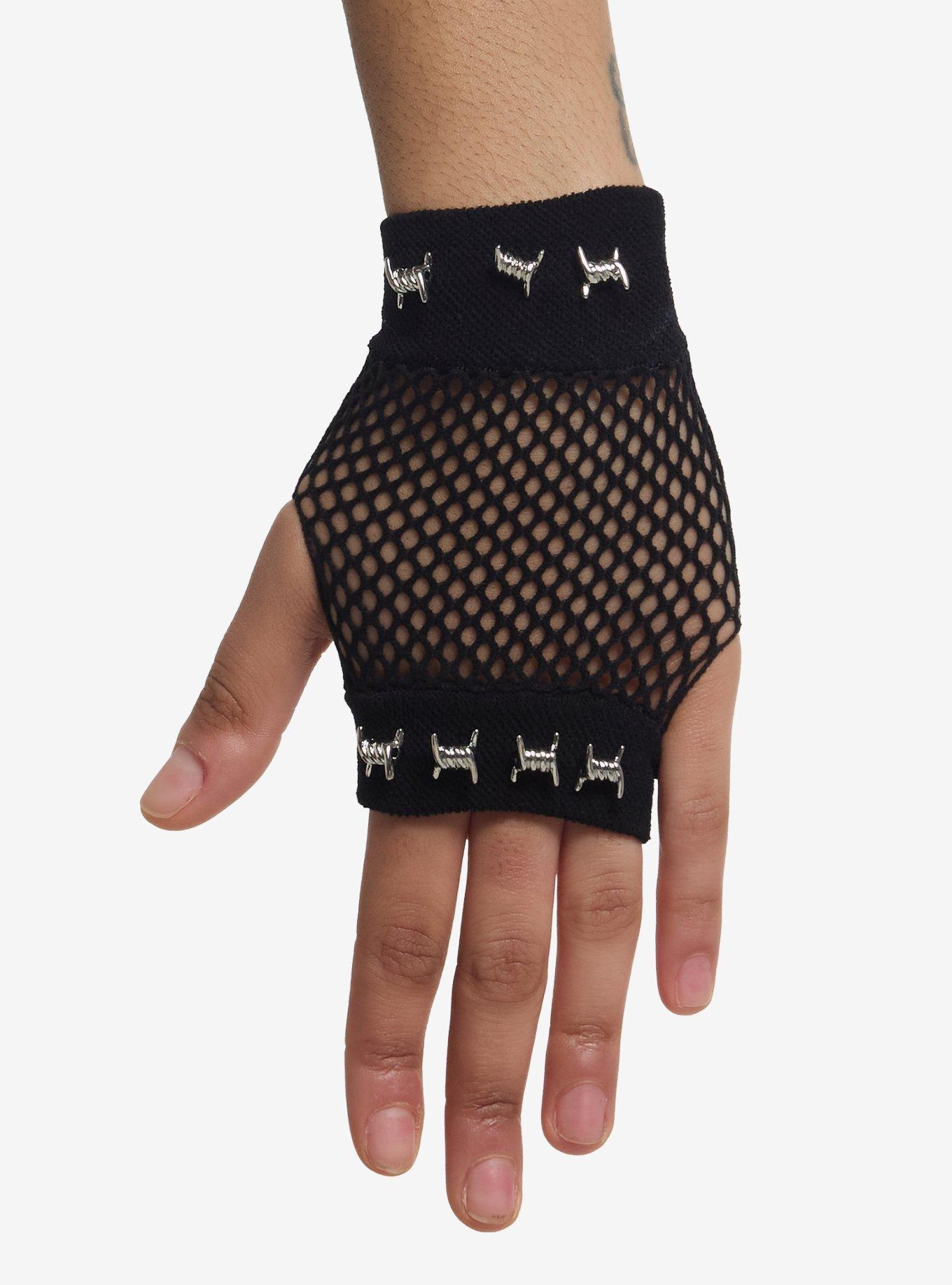Barbed Wire Fishnet Fingerless Gloves, , hi-res