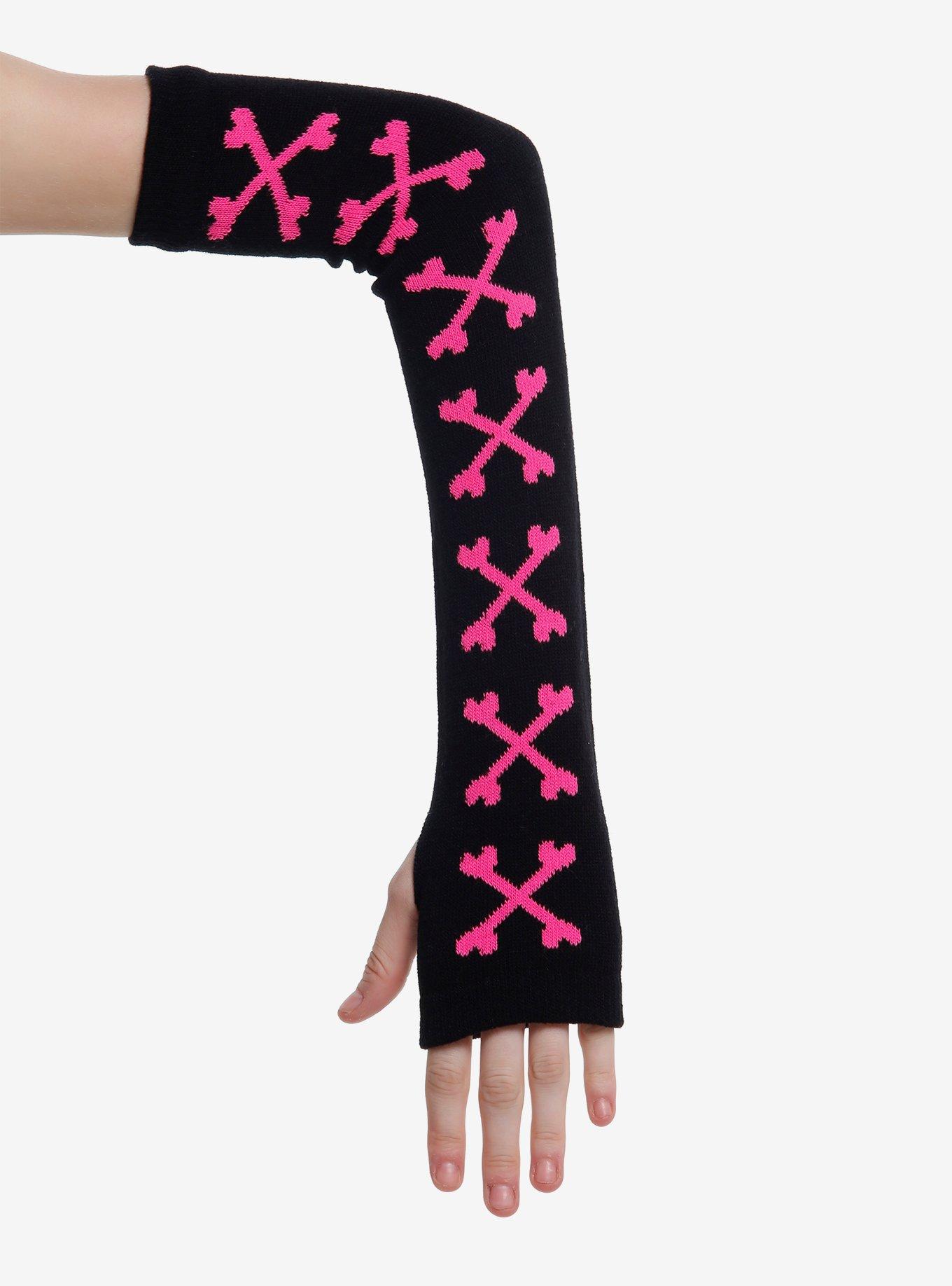 Pink Crossbones Arm Warmers, , hi-res
