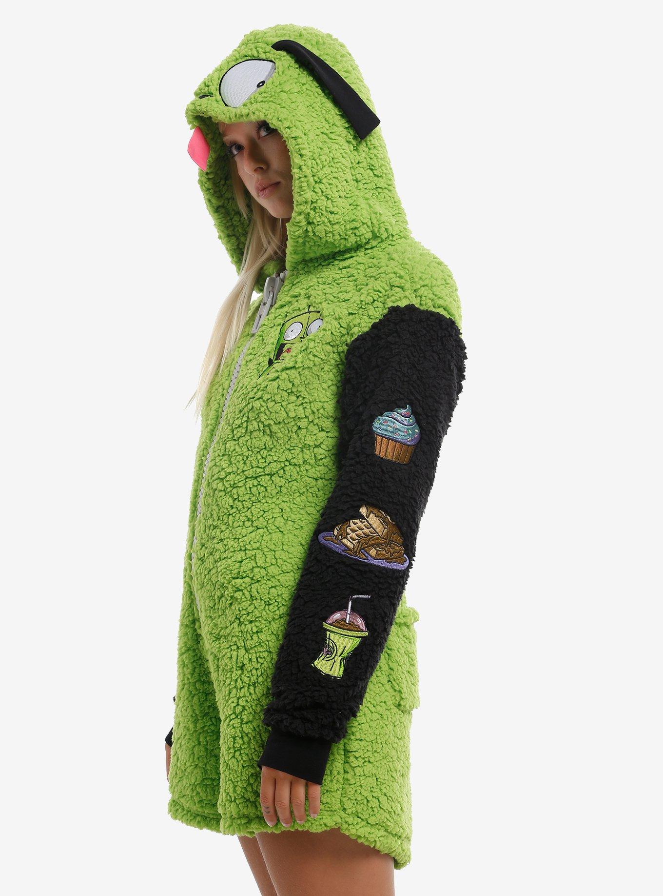 Invader Zim GIR Snacks Sherpa Romper, BLACK, alternate