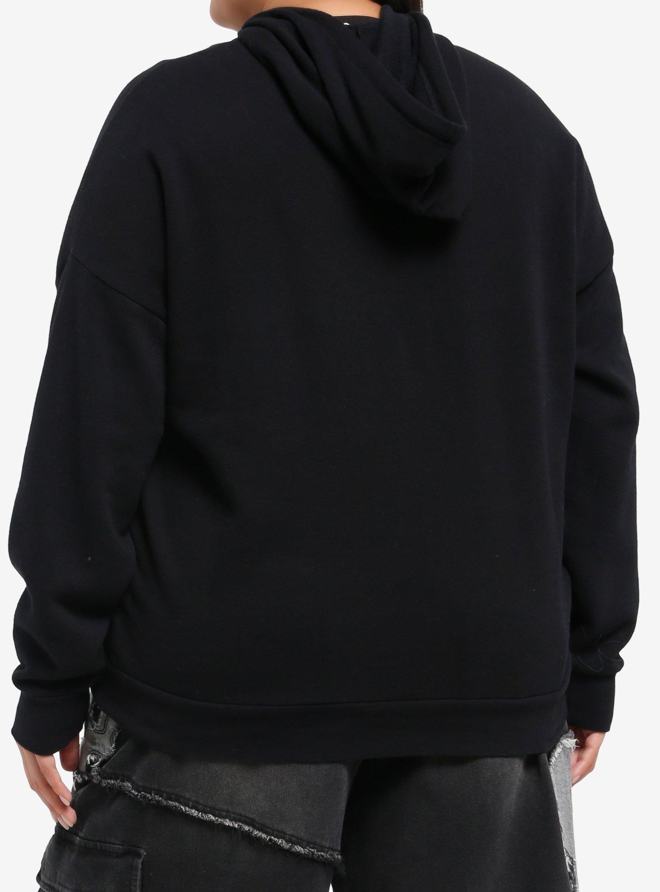 Social Collision Black Star Bleach Girls Hoodie Plus Size, BLACK, alternate