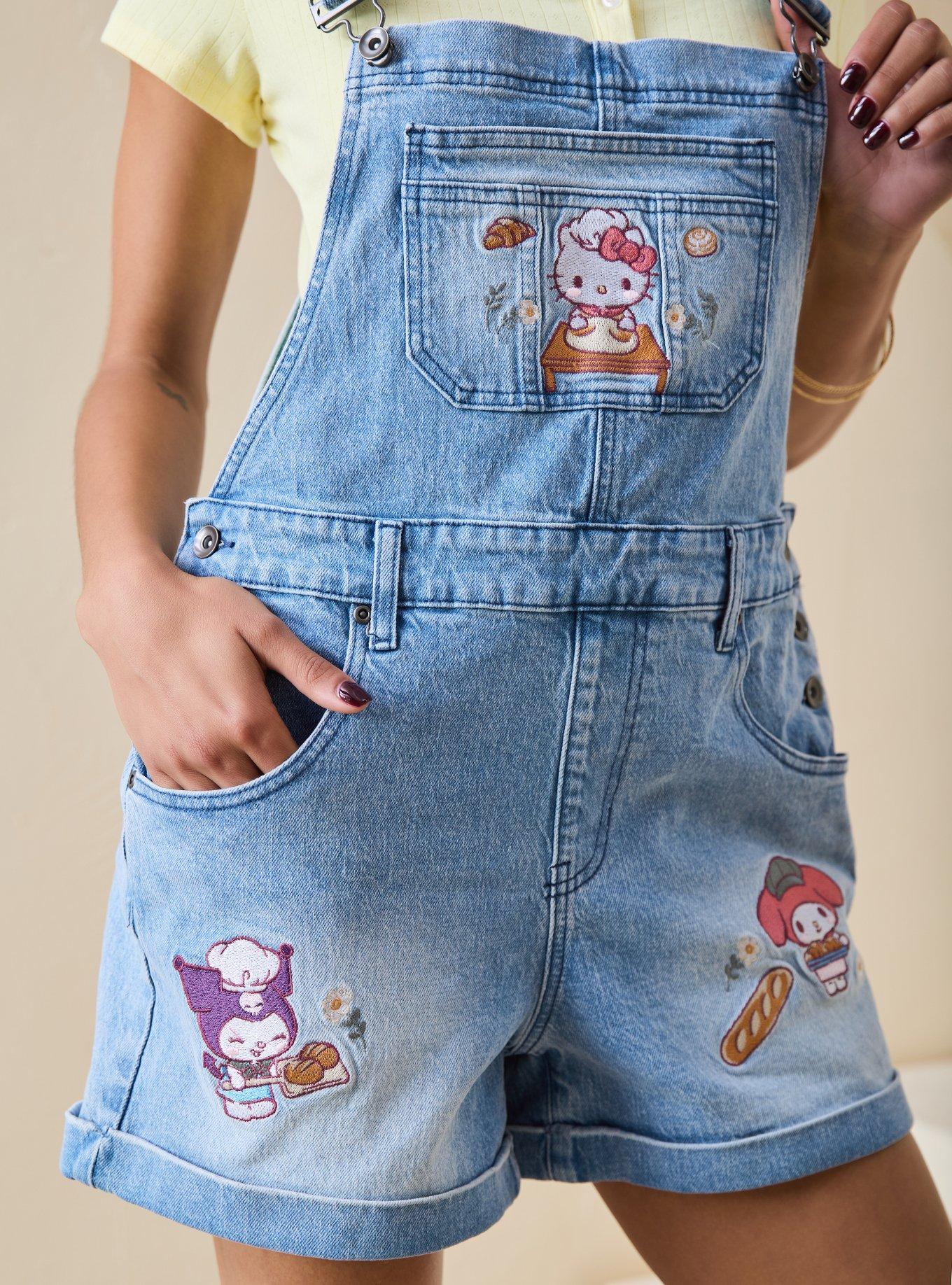 Sanrio Hello Kitty & Friends Bakery Women's Short Overalls - BoxLunch Exclusive, DENIM, alternate - view 4