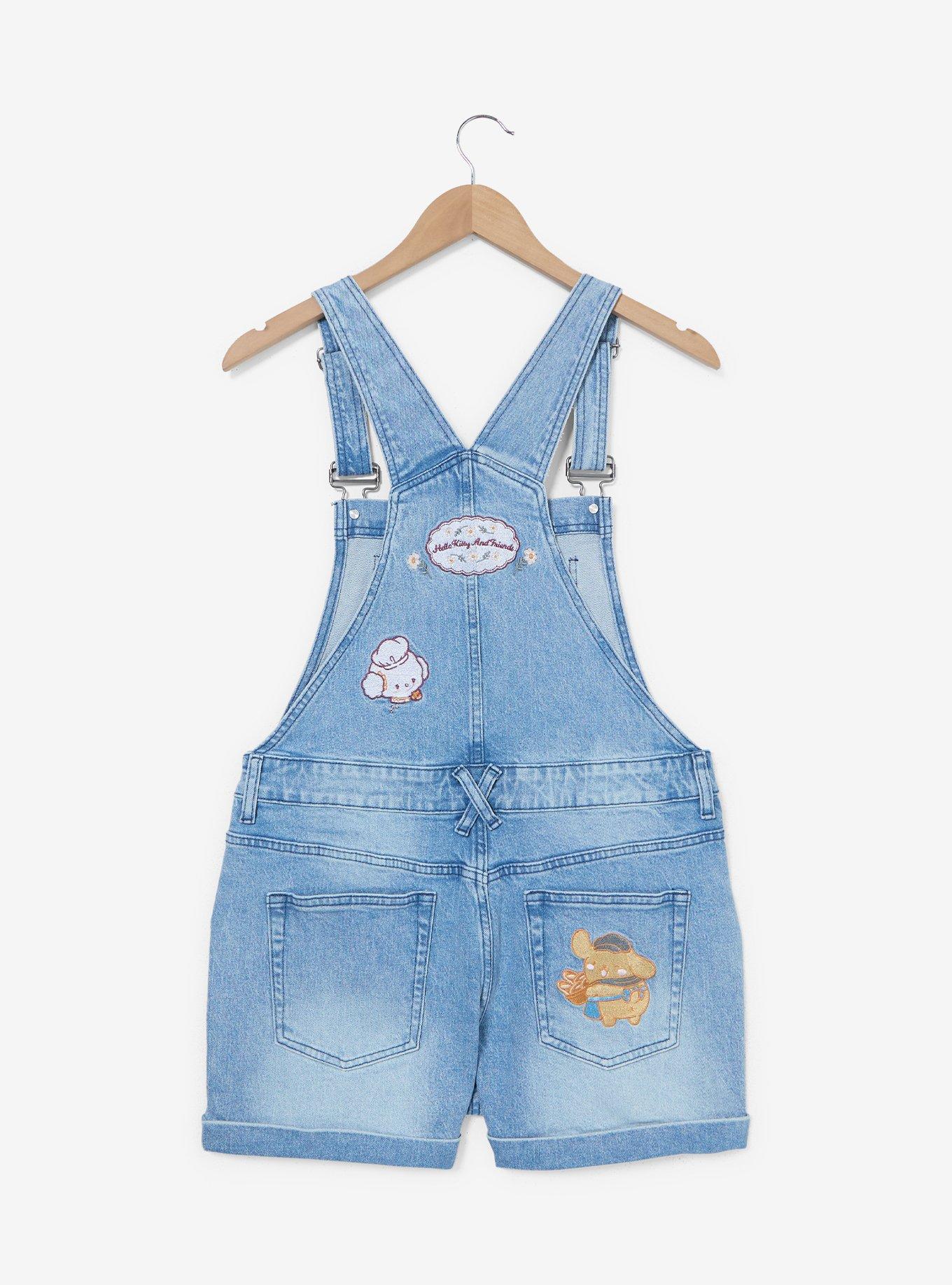 Sanrio Hello Kitty & Friends Bakery Women's Plus Size Short Overalls - BoxLunch Exclusive, DENIM, alternate - view 3