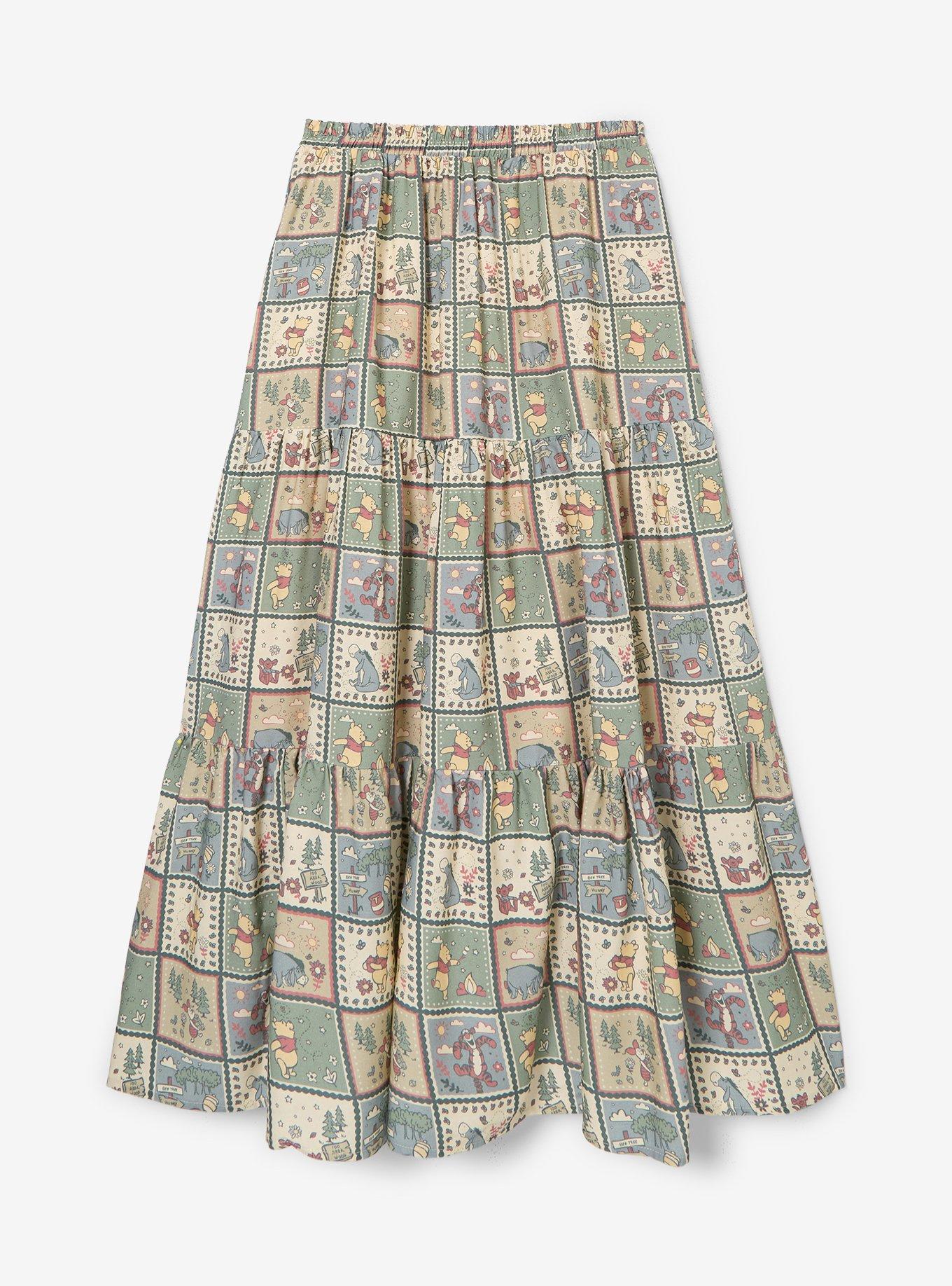 Disney Winnie The Pooh Patchwork Scenes Maxi Skirt Plus Size, , hi-res