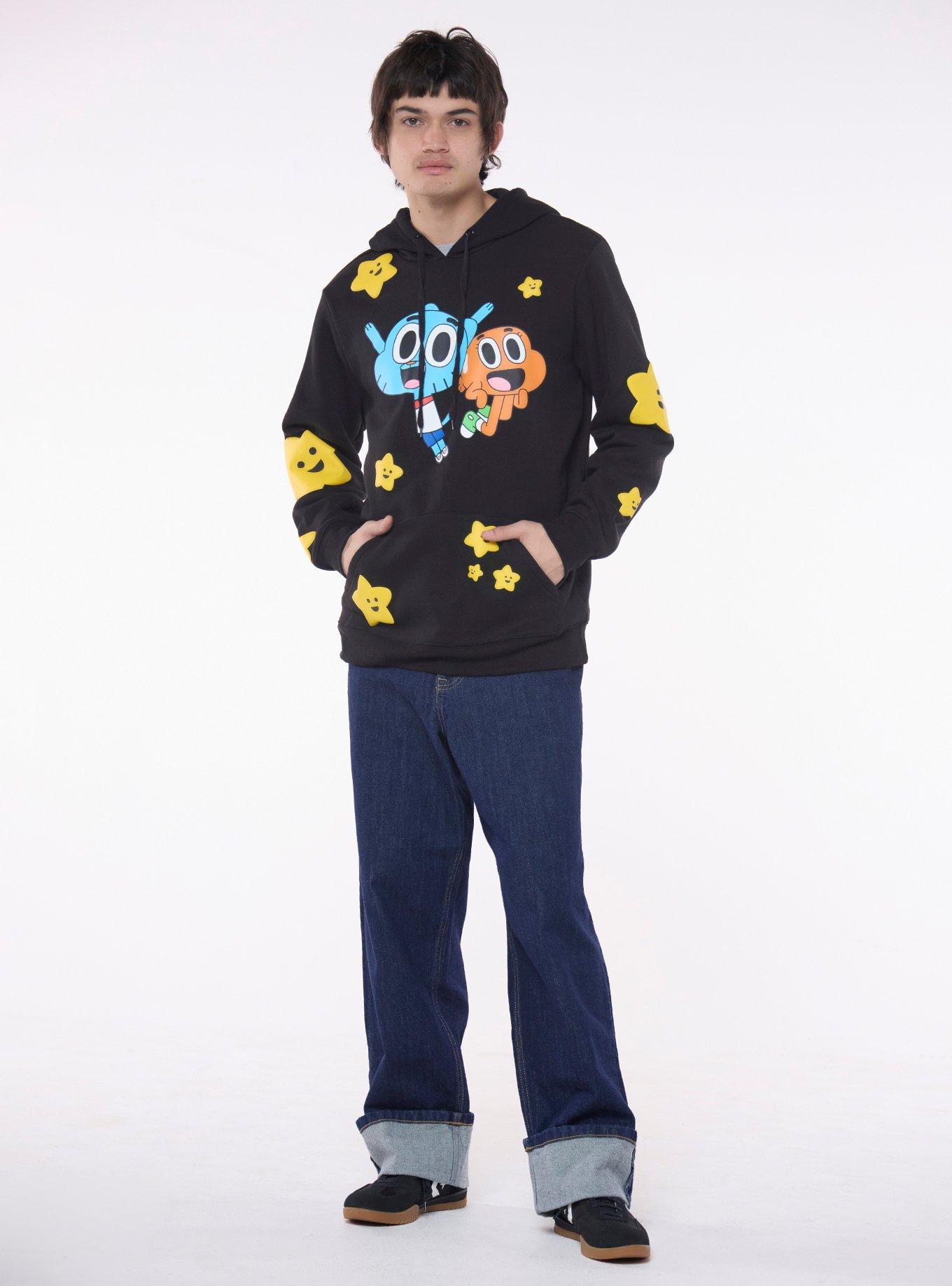 The Amazing World Of Gumball Darwin & Gumball Stars Hoodie, BLACK, alternate