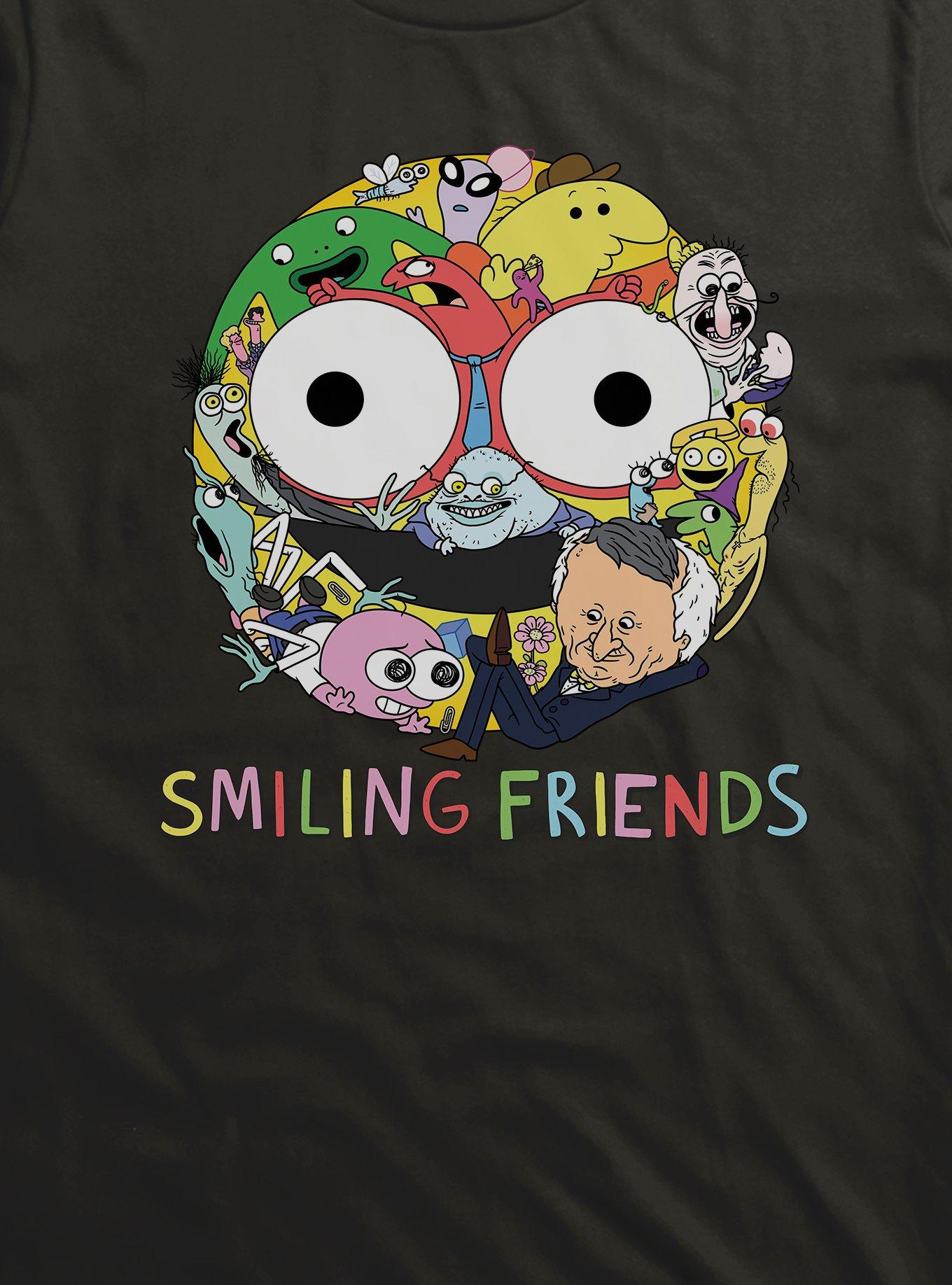 Smiling Friends Smiley Collage T-Shirt, BLACK, alternate