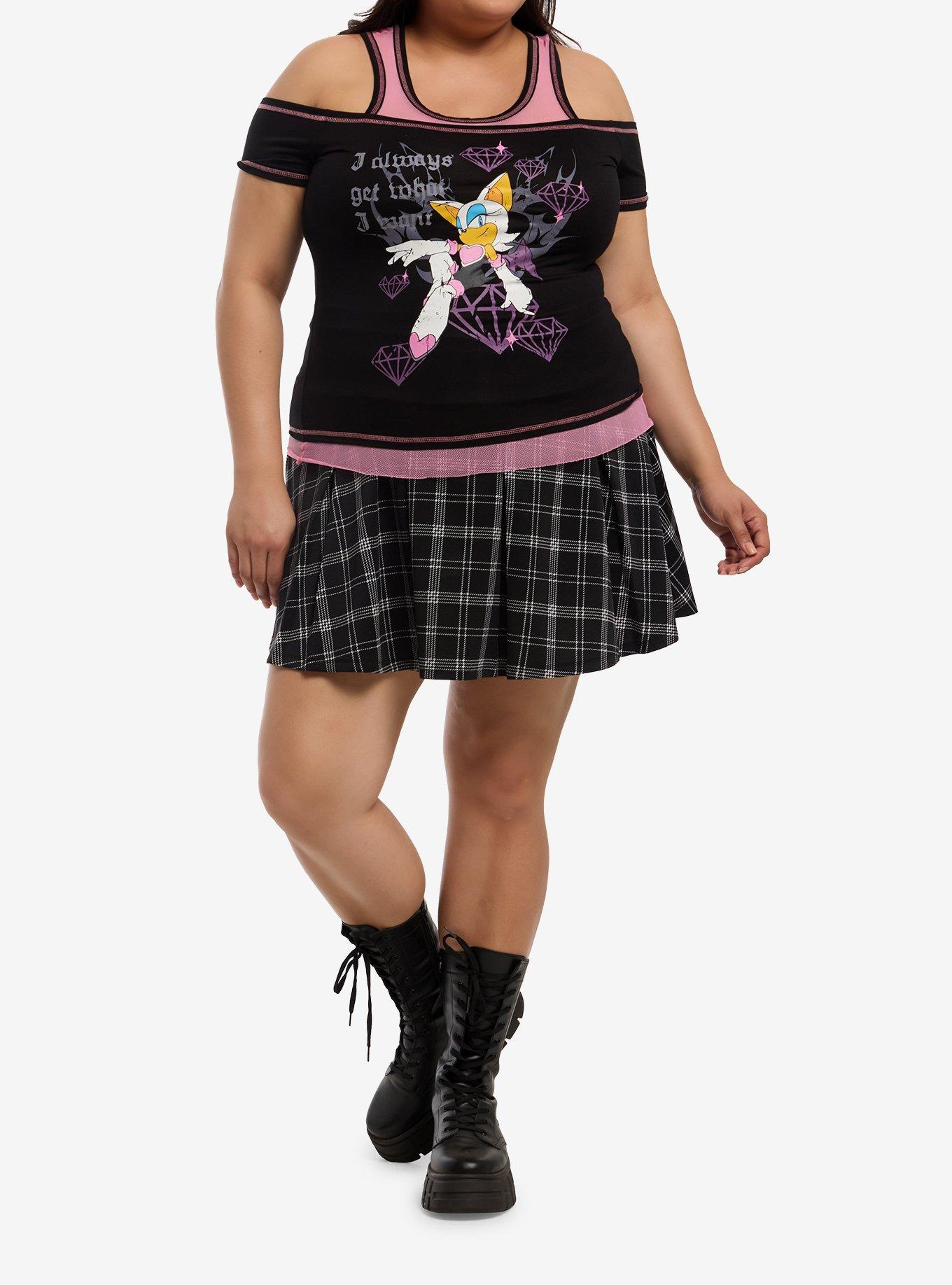 Sonic The Hedgehog Rouge Mesh Cold-Shoulder Top Plus Size, , hi-res