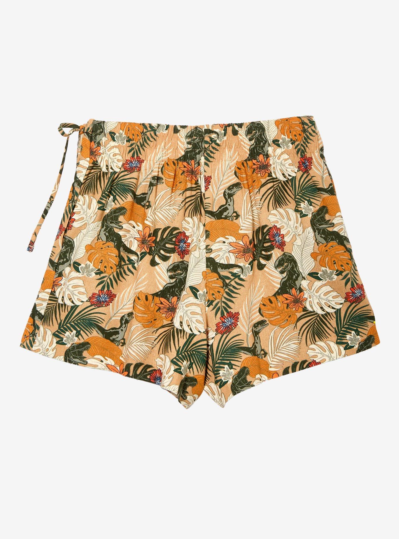 Jurassic Park Dinosaur Foliage Allover Print Plus Size Linen Skort - BoxLunch Exclusive, , hi-res