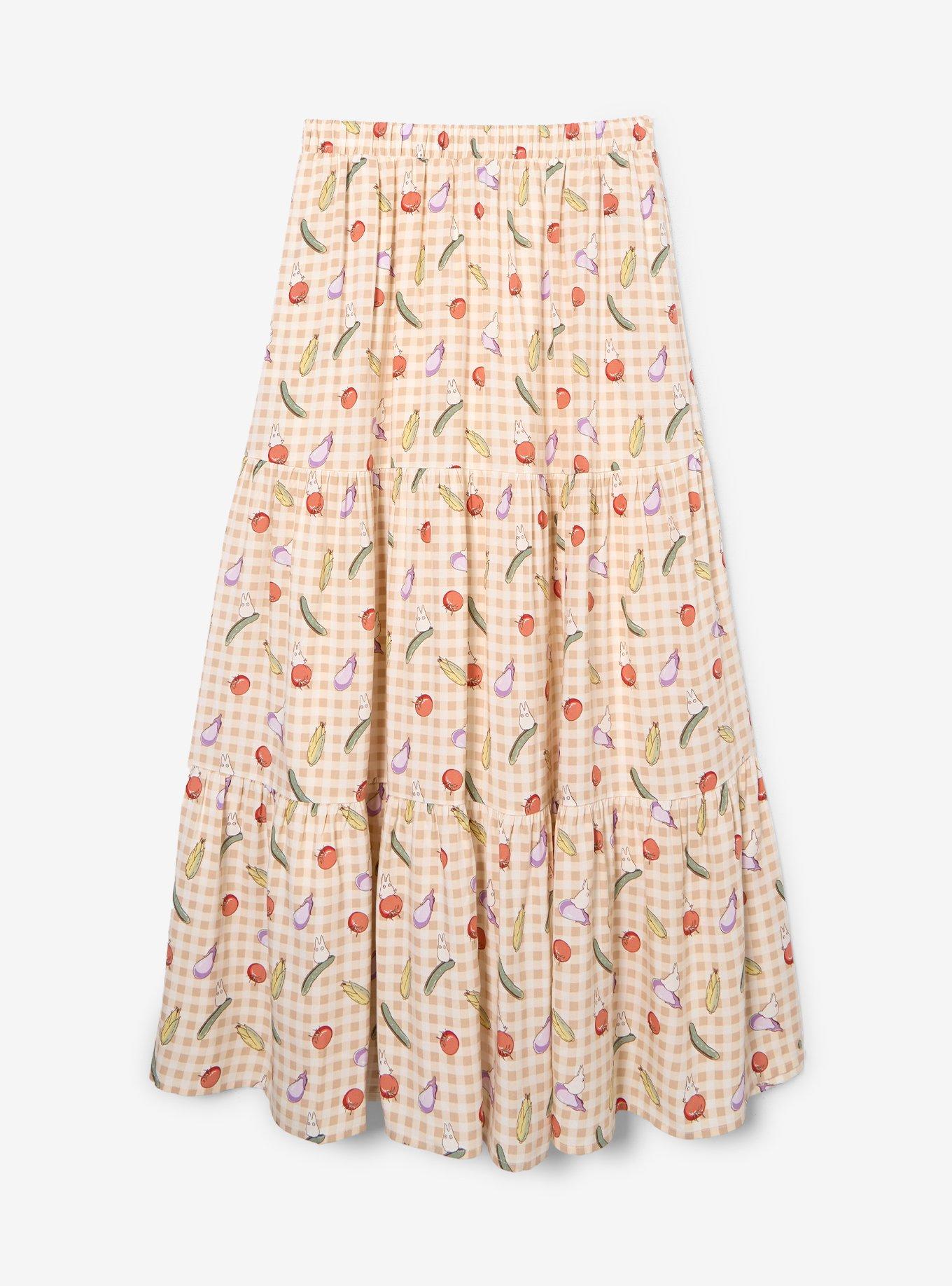 Studio Ghibli&reg; My Neighbor Totoro Veggies Gingham Maxi Skirt &mdash; BoxLunch Exclusive, , hi-res