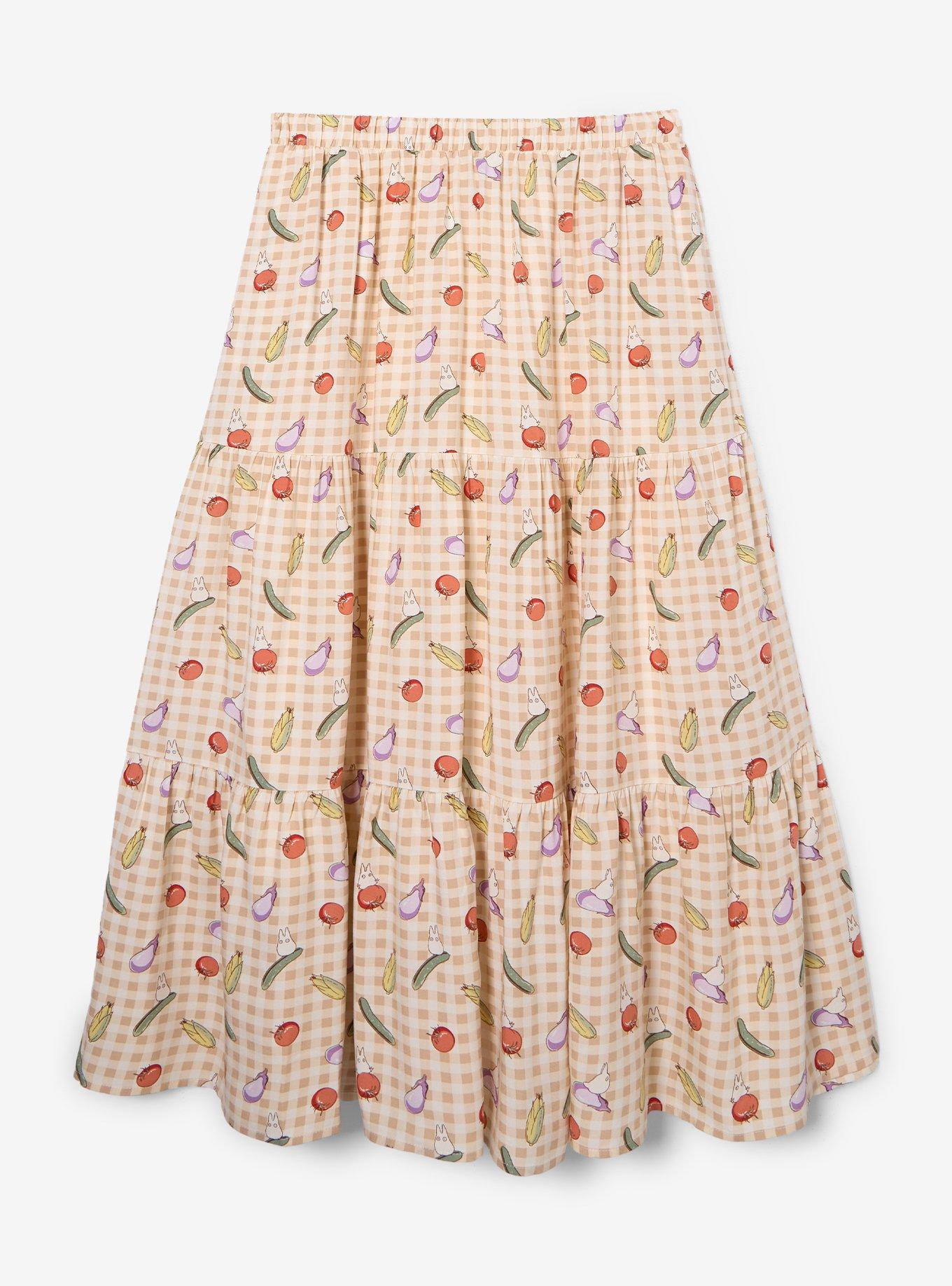 Studio Ghibli® My Neighbor Totoro Veggies Gingham Plus Maxi Skirt — BoxLunch Exclusive