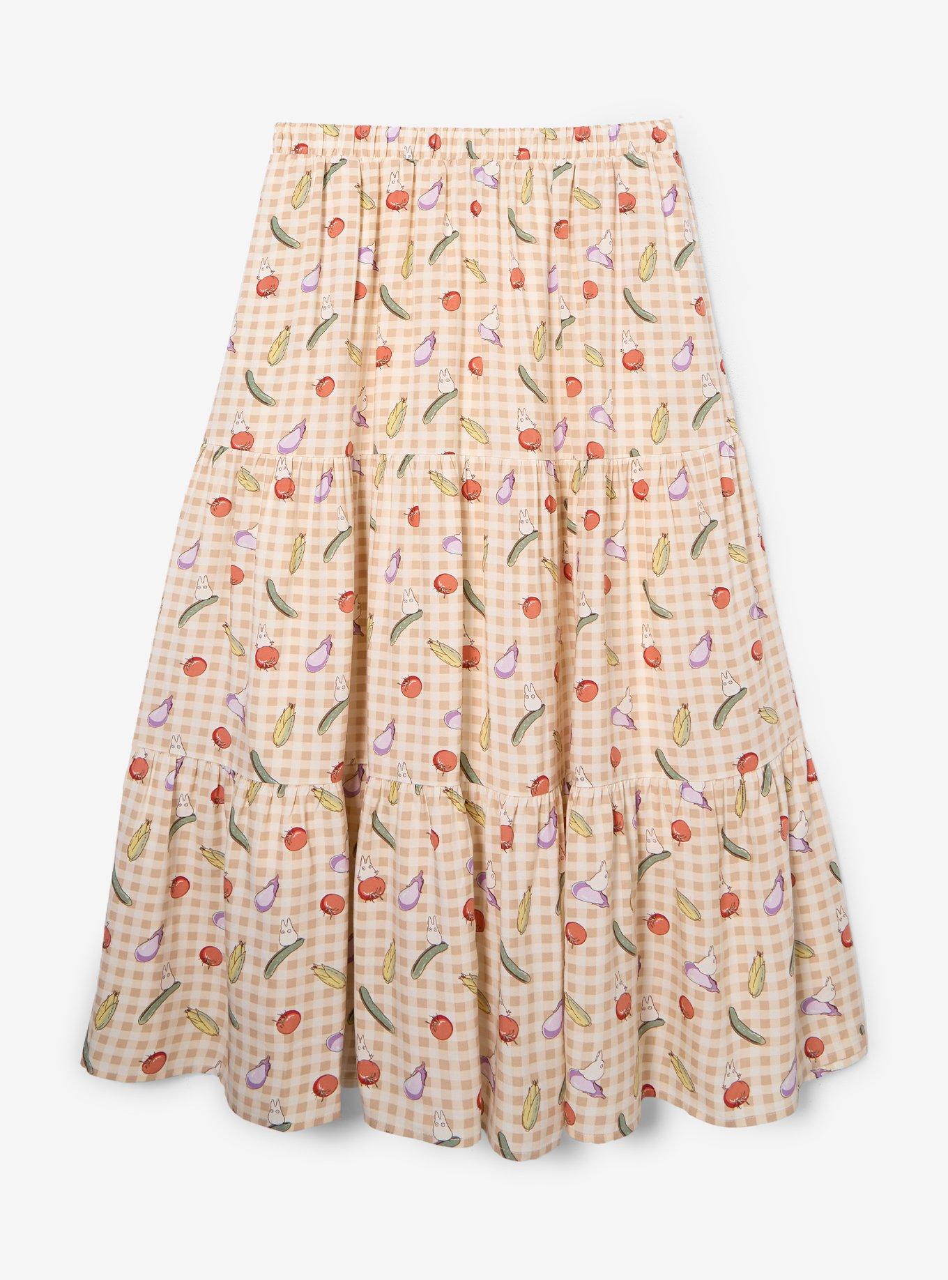 Studio Ghibli&reg; My Neighbor Totoro Veggies Gingham Plus Size Maxi Skirt &mdash; BoxLunch Exclusive, BIRCH, alternate
