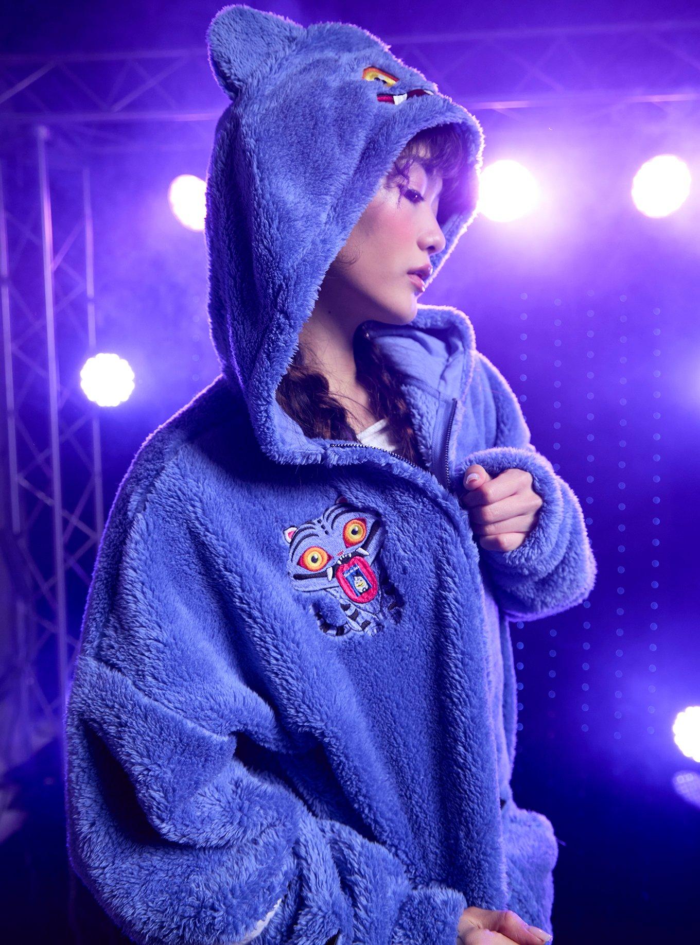 KPop Demon Hunters Derpy Tiger Character Patch Girls Fuzzy Hoodie, MULTI, alternate