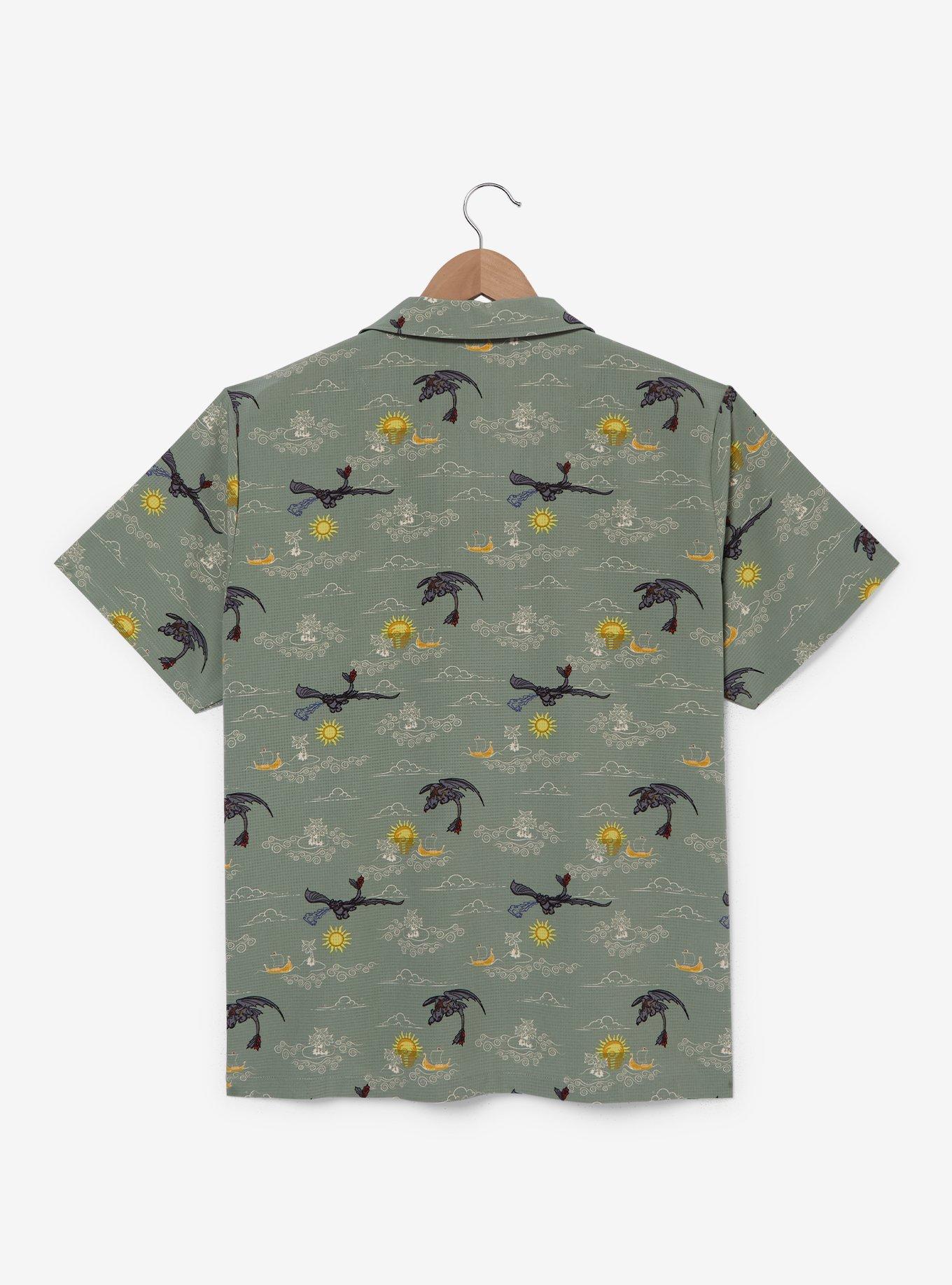 DreamWorks How To Train Your Dragon Toothless Clouds Allover Print Woven Button-Up - BoxLunch Exclusive, , hi-res