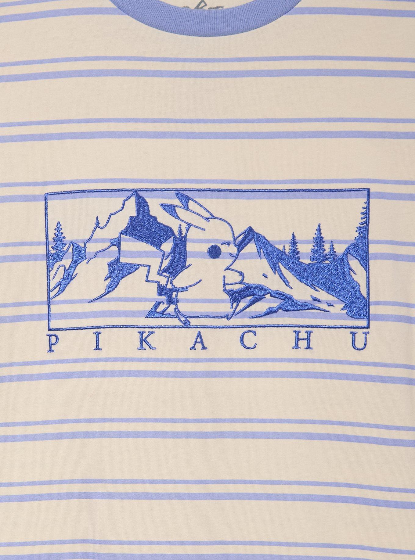 Pok&eacute;mon Pikachu Embroidered Panel Striped T-Shirt - BoxLunch Exclusive, , hi-res