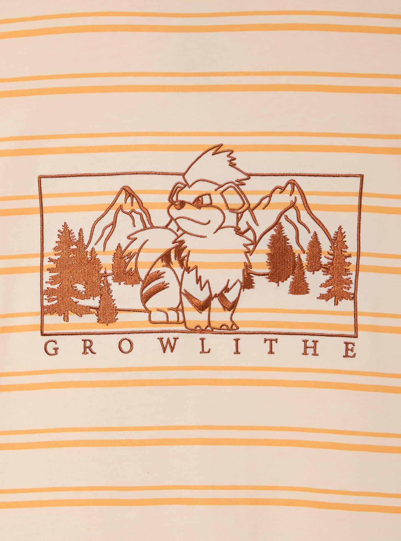 Pok&eacute;mon Growlithe Embroidered Panel Striped T-Shirt - BoxLunch Exclusive, , hi-res