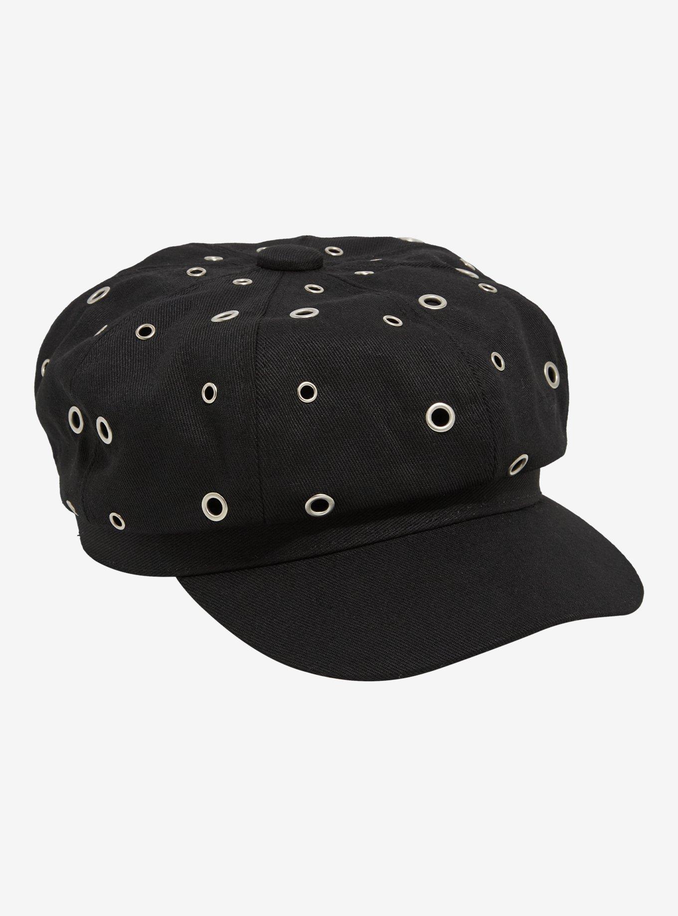 Black Grommet Cabbie Hat, , hi-res