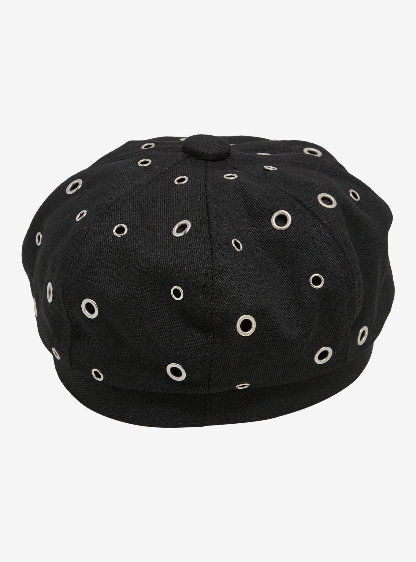 Black Grommet Cabbie Hat, , alternate