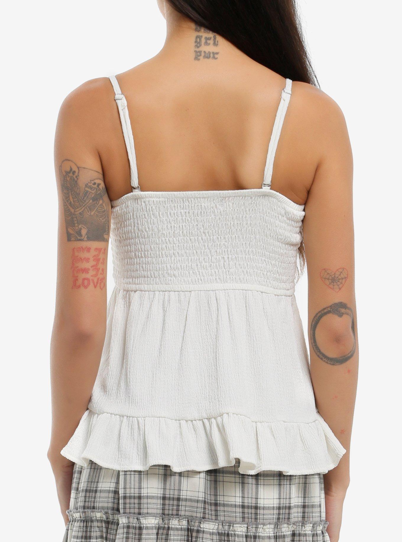 White Smock Ruffle Girls Cami, MULTI, alternate