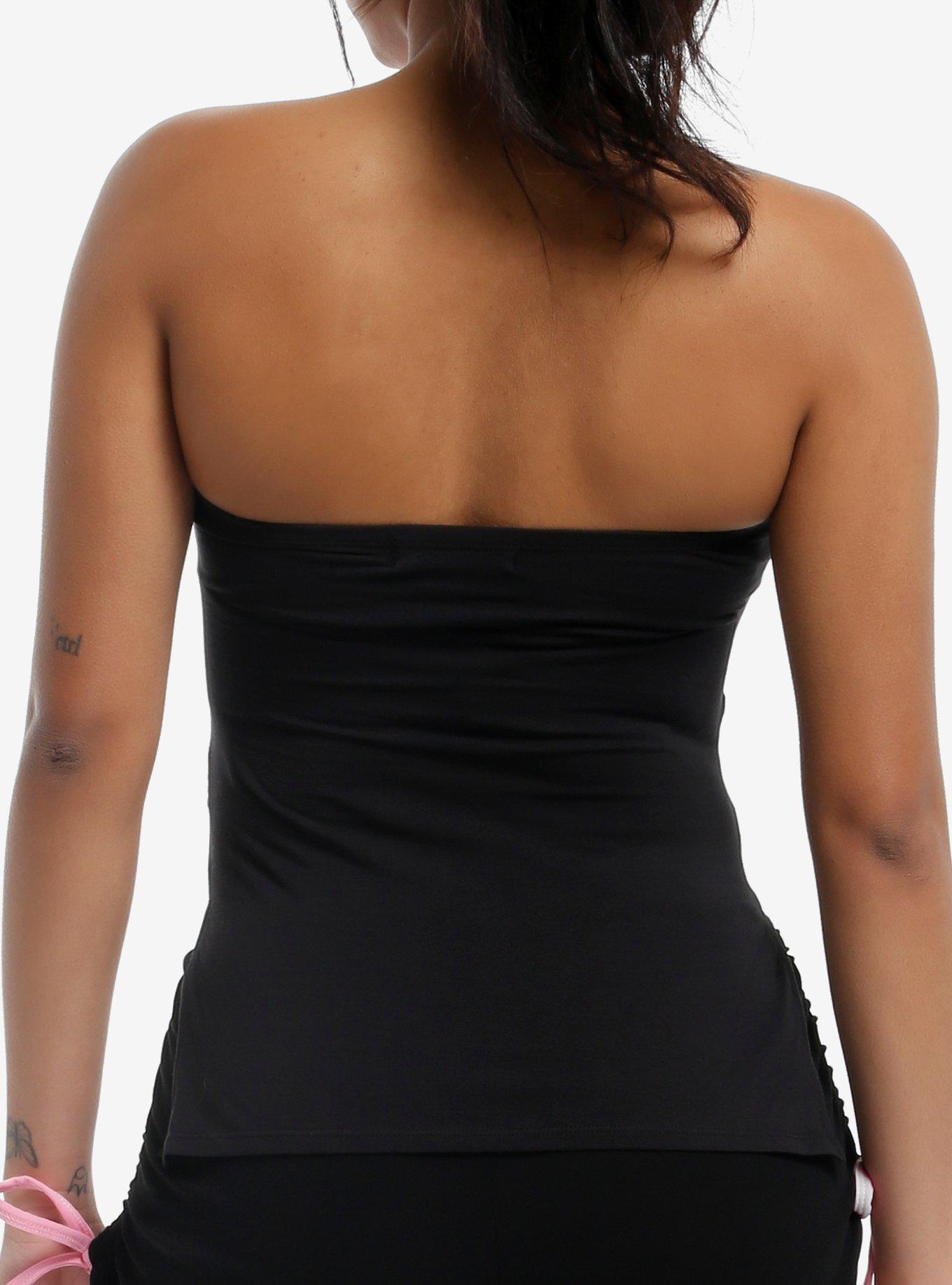 Black Side Slit Girls Tube Top, MULTI, alternate