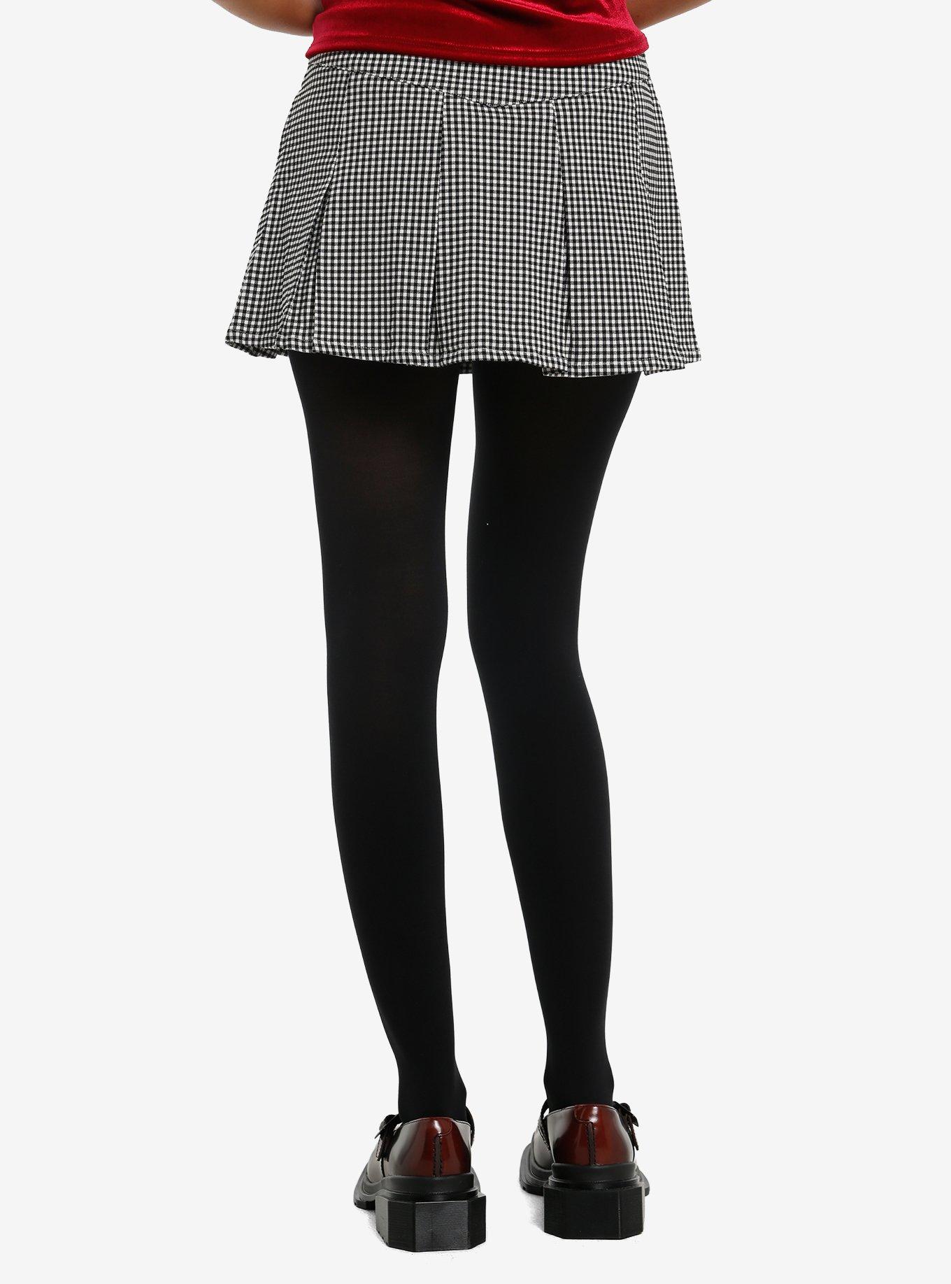 Black & White Gingham Pleated Mini Skort, , hi-res