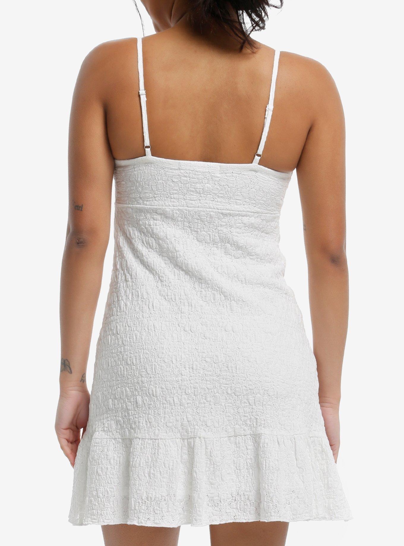 White Crinkle Lace Girls Cami Dress, MULTI, alternate