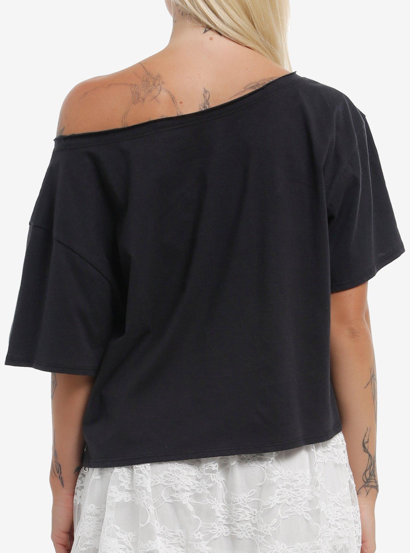 Ozzy Osbourne Screaming Bat Girls Off-Shoulder T-Shirt, BLACK, alternate