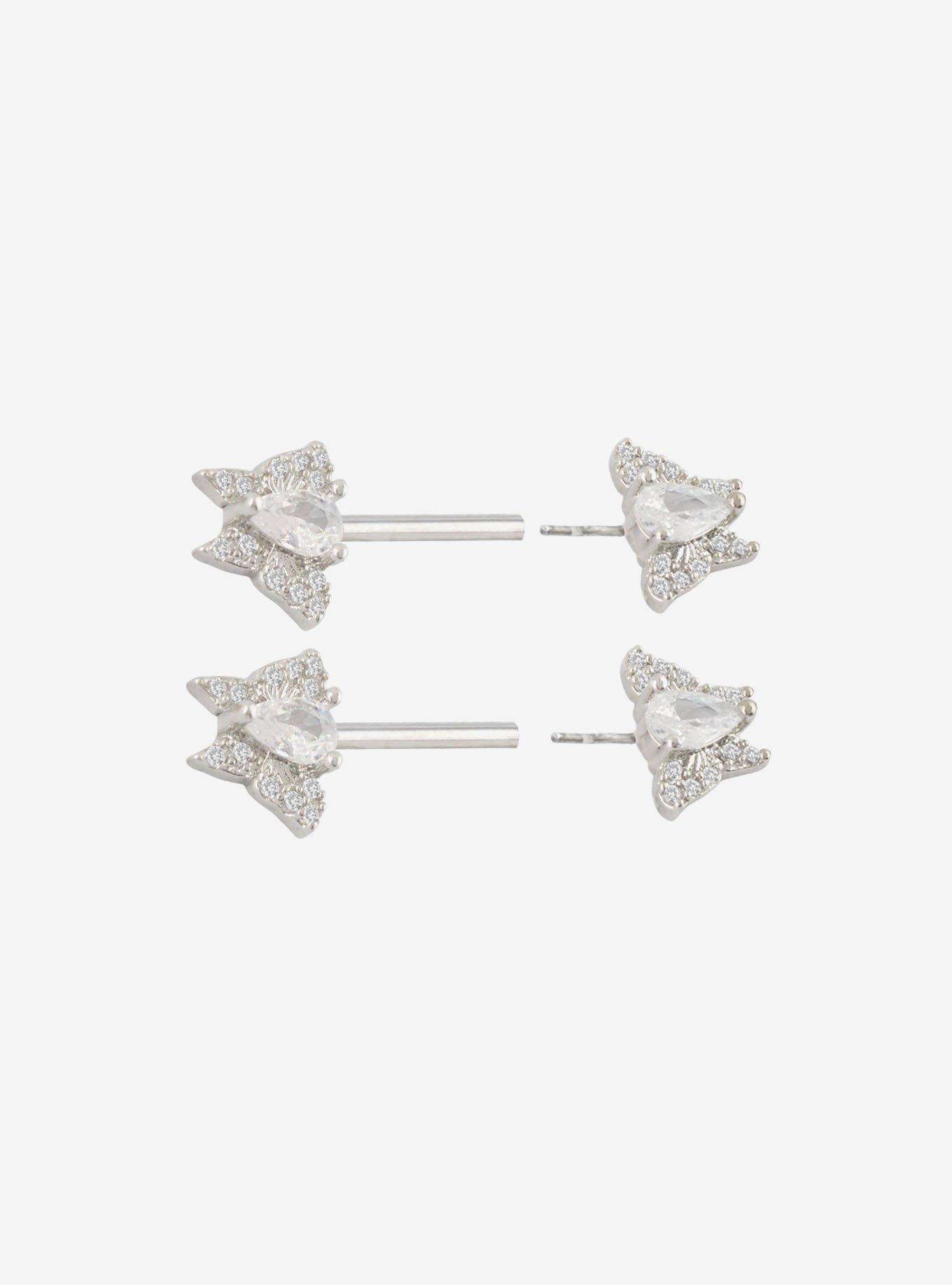 Steel Silver Butterfly Gem Nipple Barbell 2 Pack, , hi-res