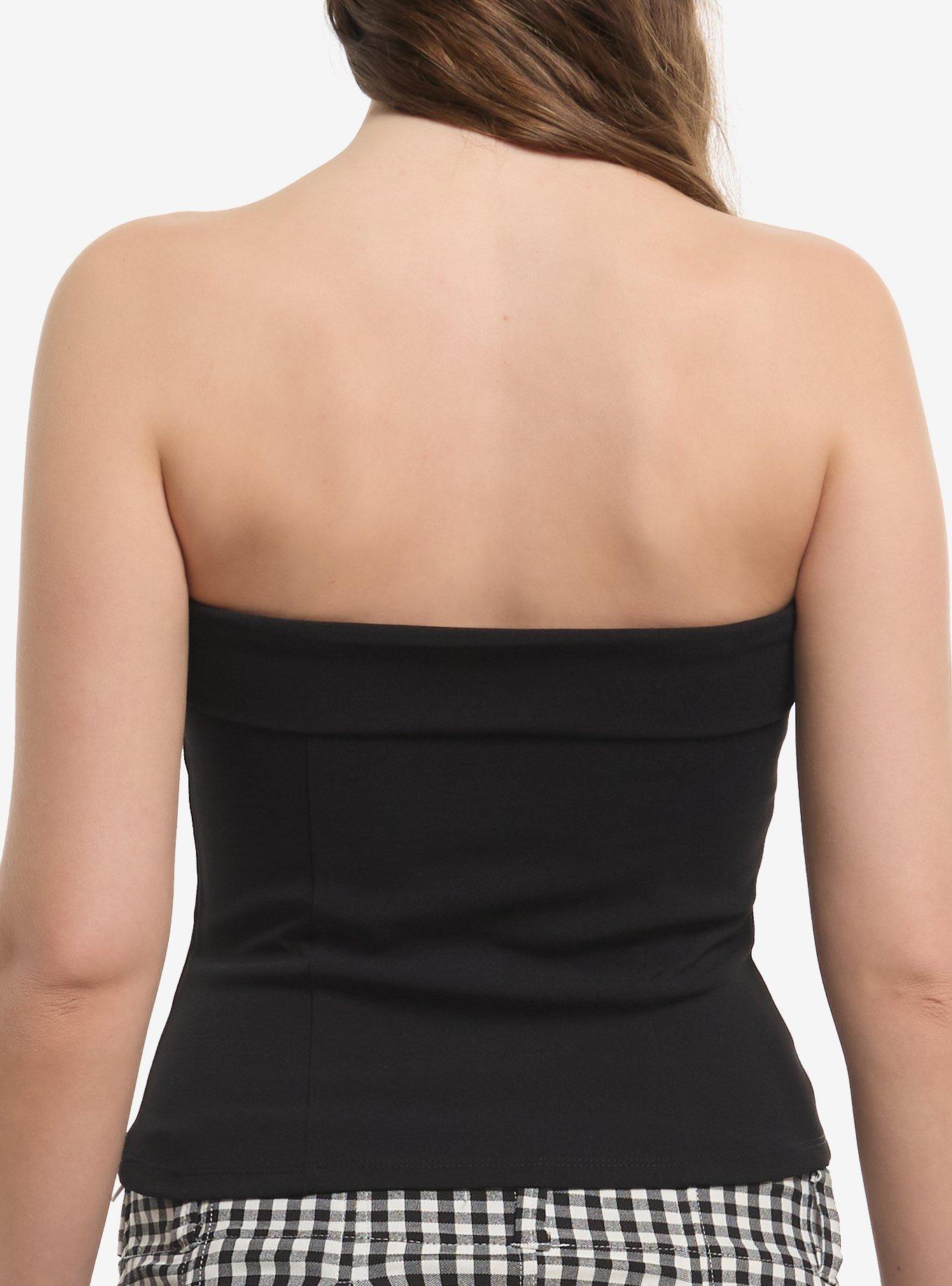 Black Grommet Buckle Girls Tube Top, MULTI, alternate