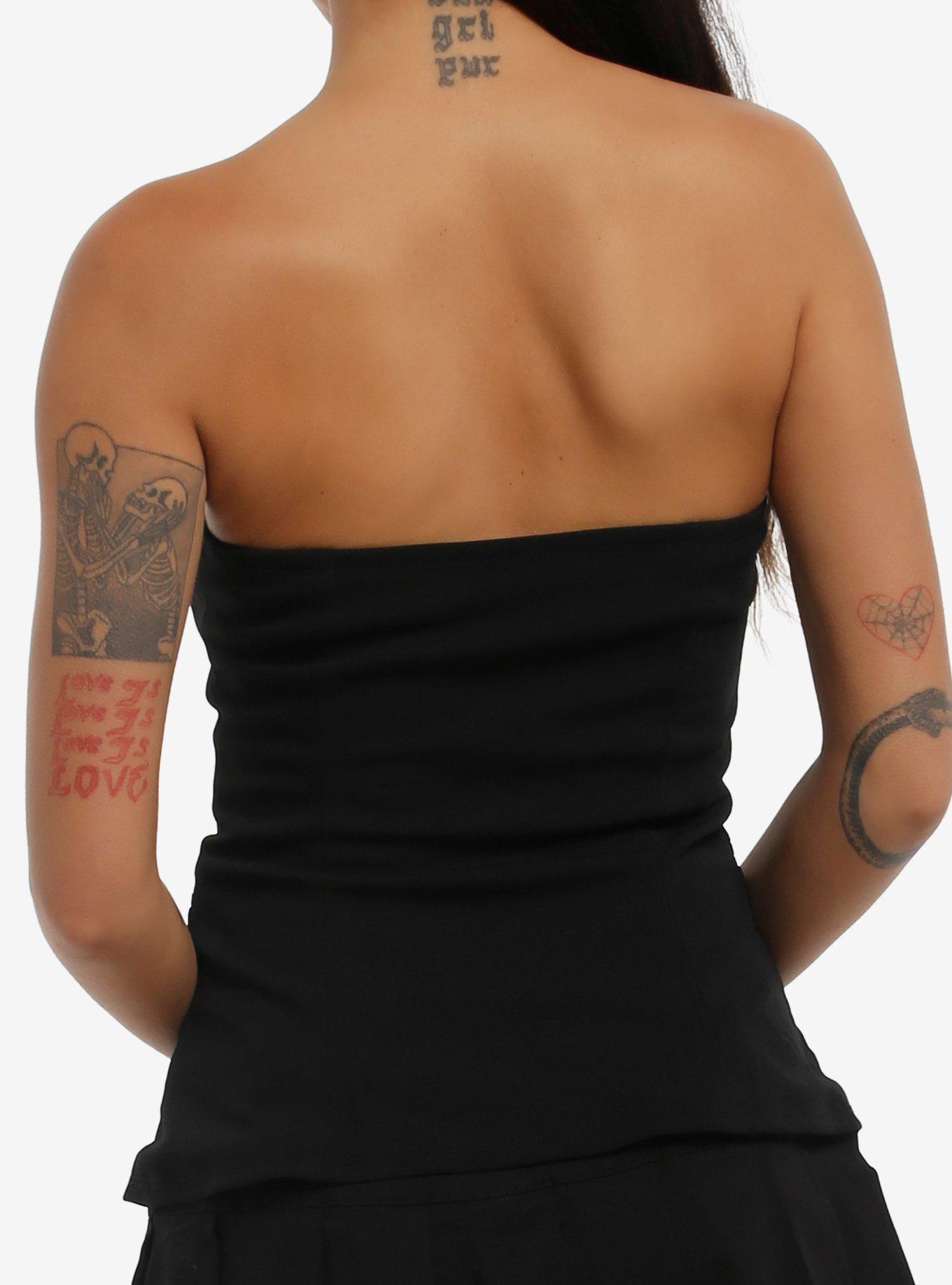 Black Button-Up Girls Tube Top, MULTI, alternate