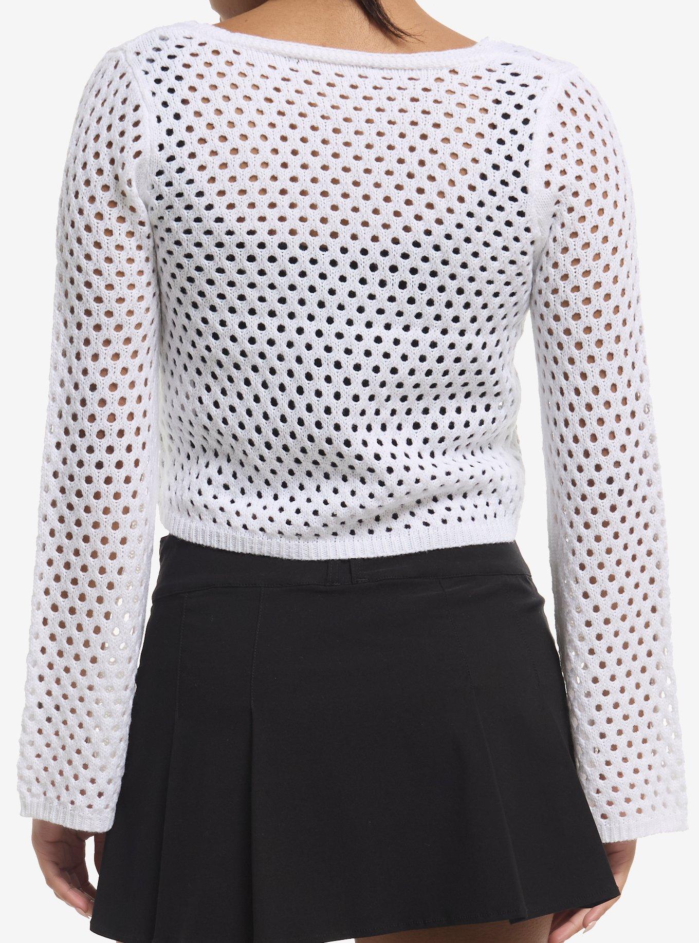 White Knit Girls Shrug, , hi-res