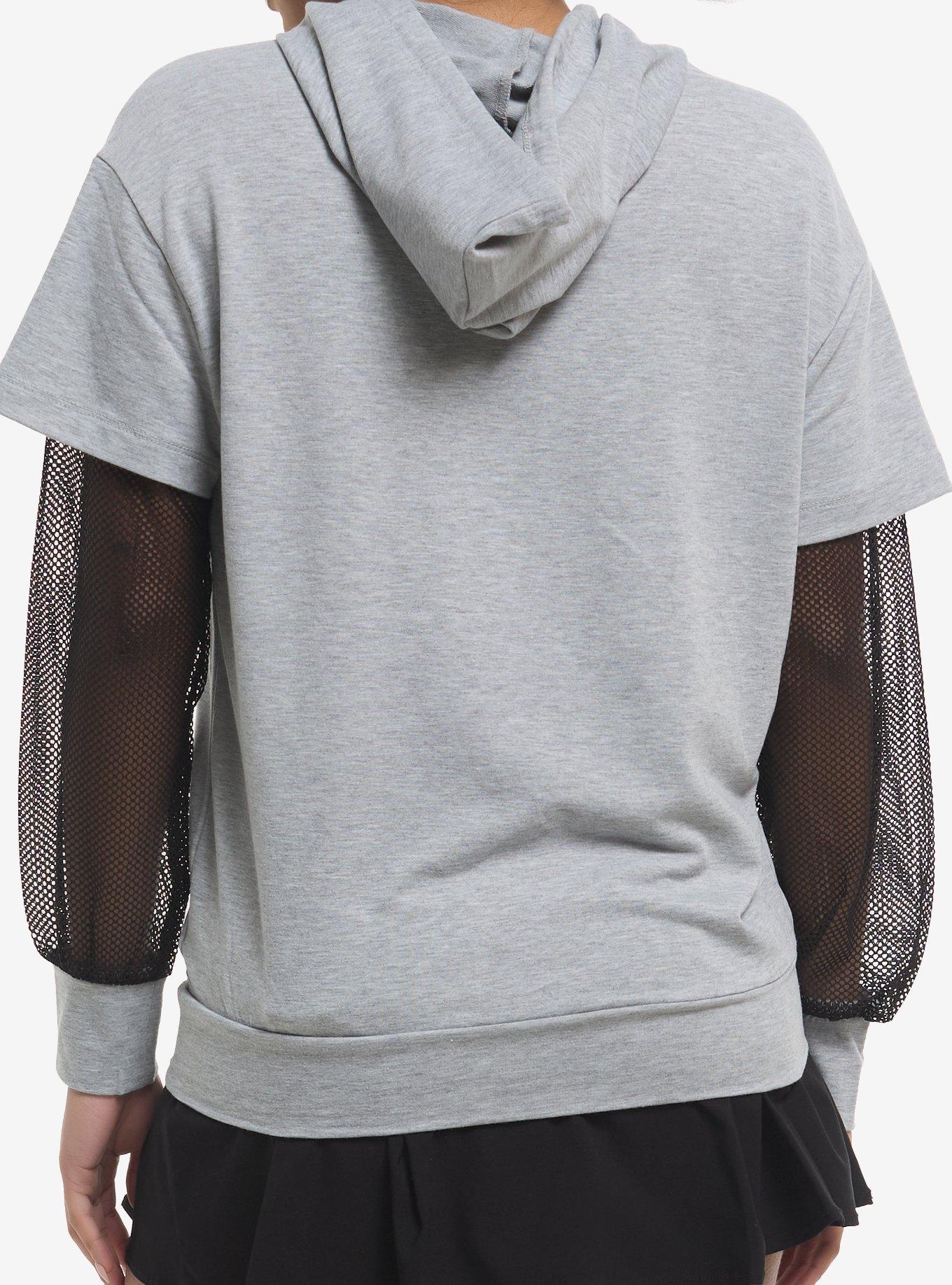 Butterfly Flowers Mesh Girls Twofer Hoodie, , hi-res