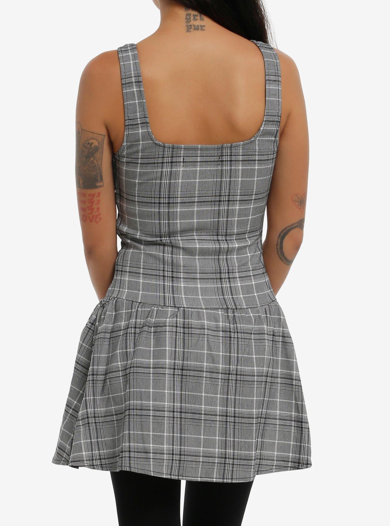 Black & White Plaid Tank Dress, MULTI, alternate