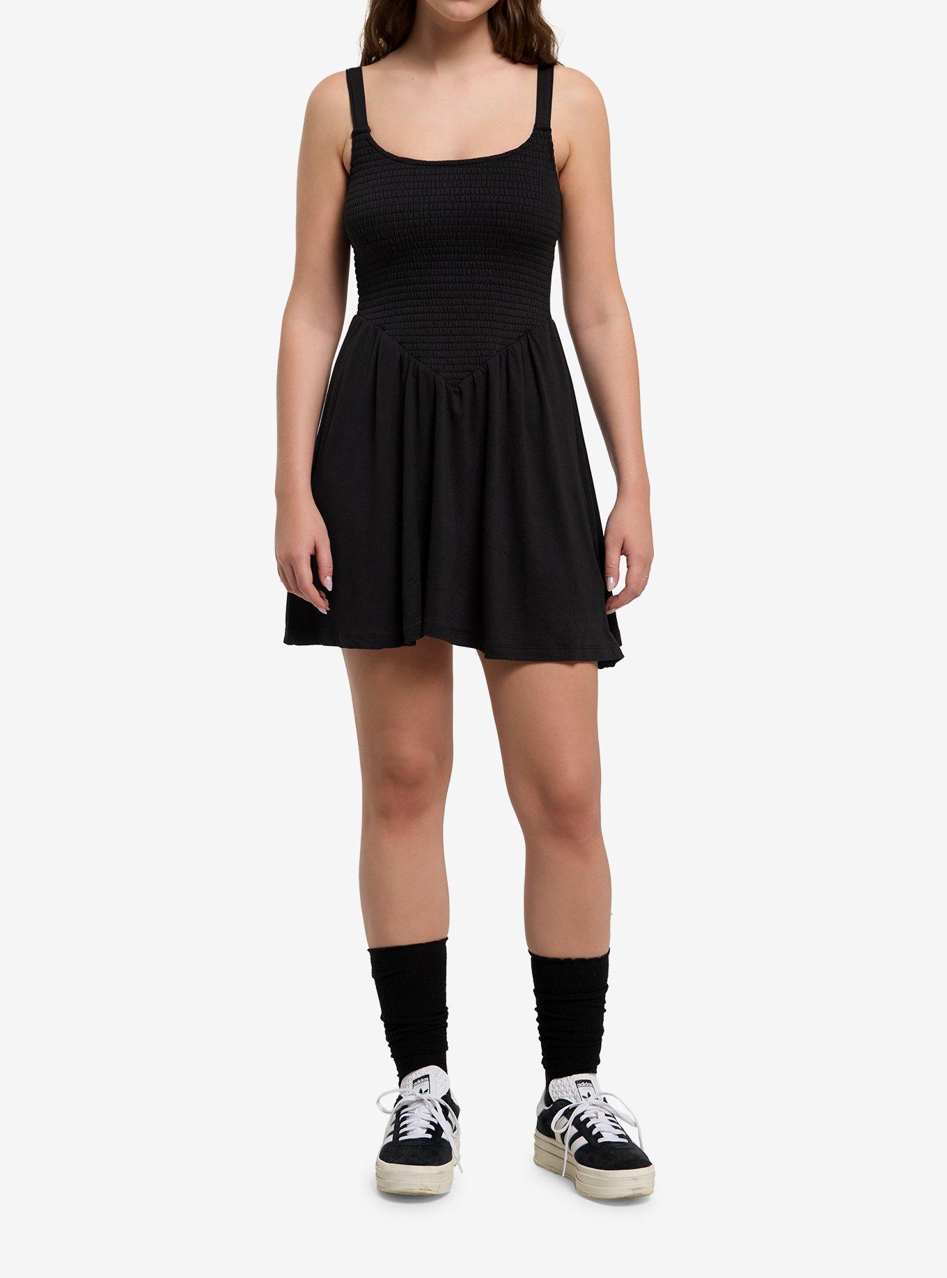 Black Smock Mini Tank Dress, , hi-res
