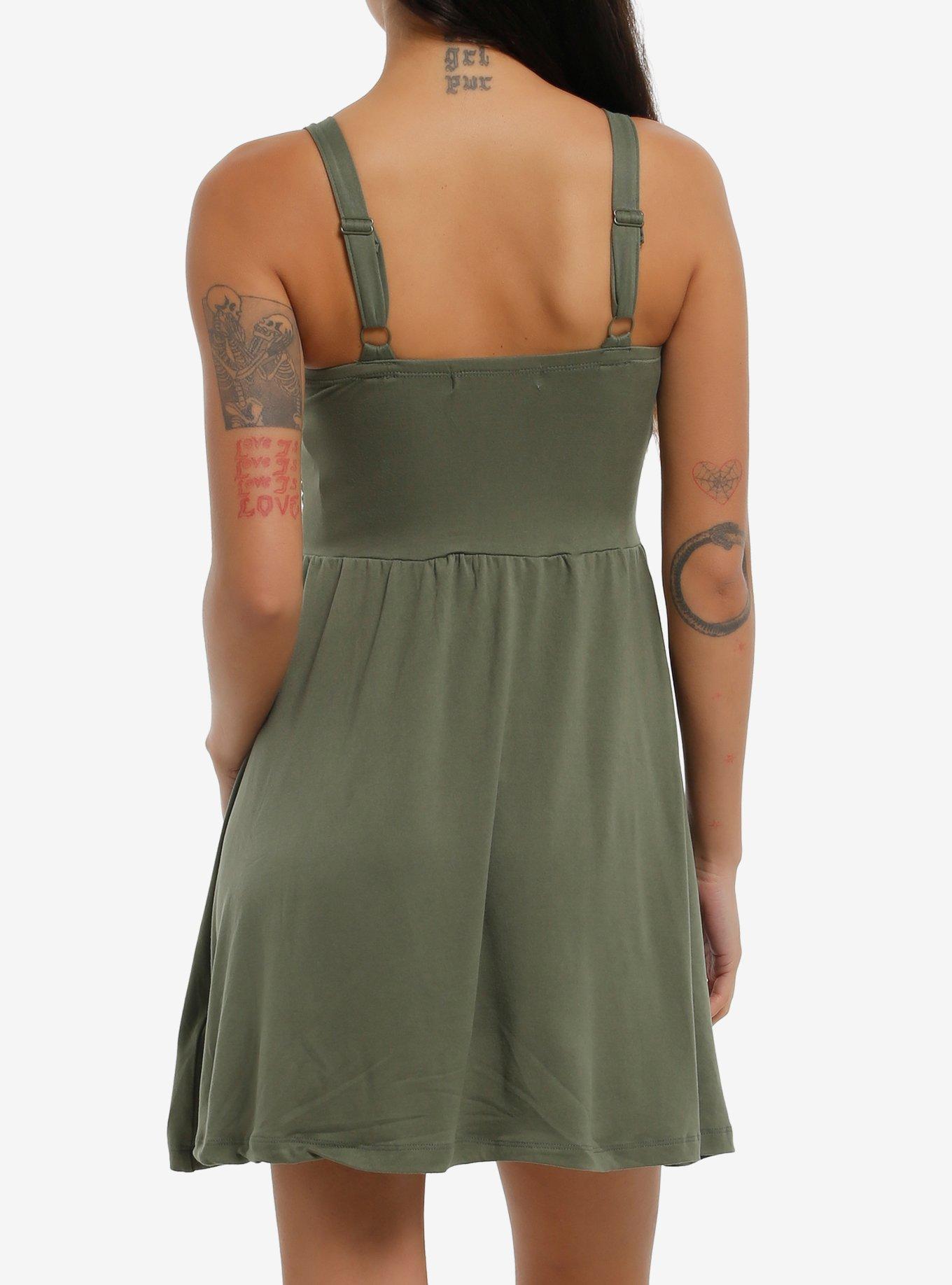 Olive Smock Mini Tank Dress, MULTI, alternate
