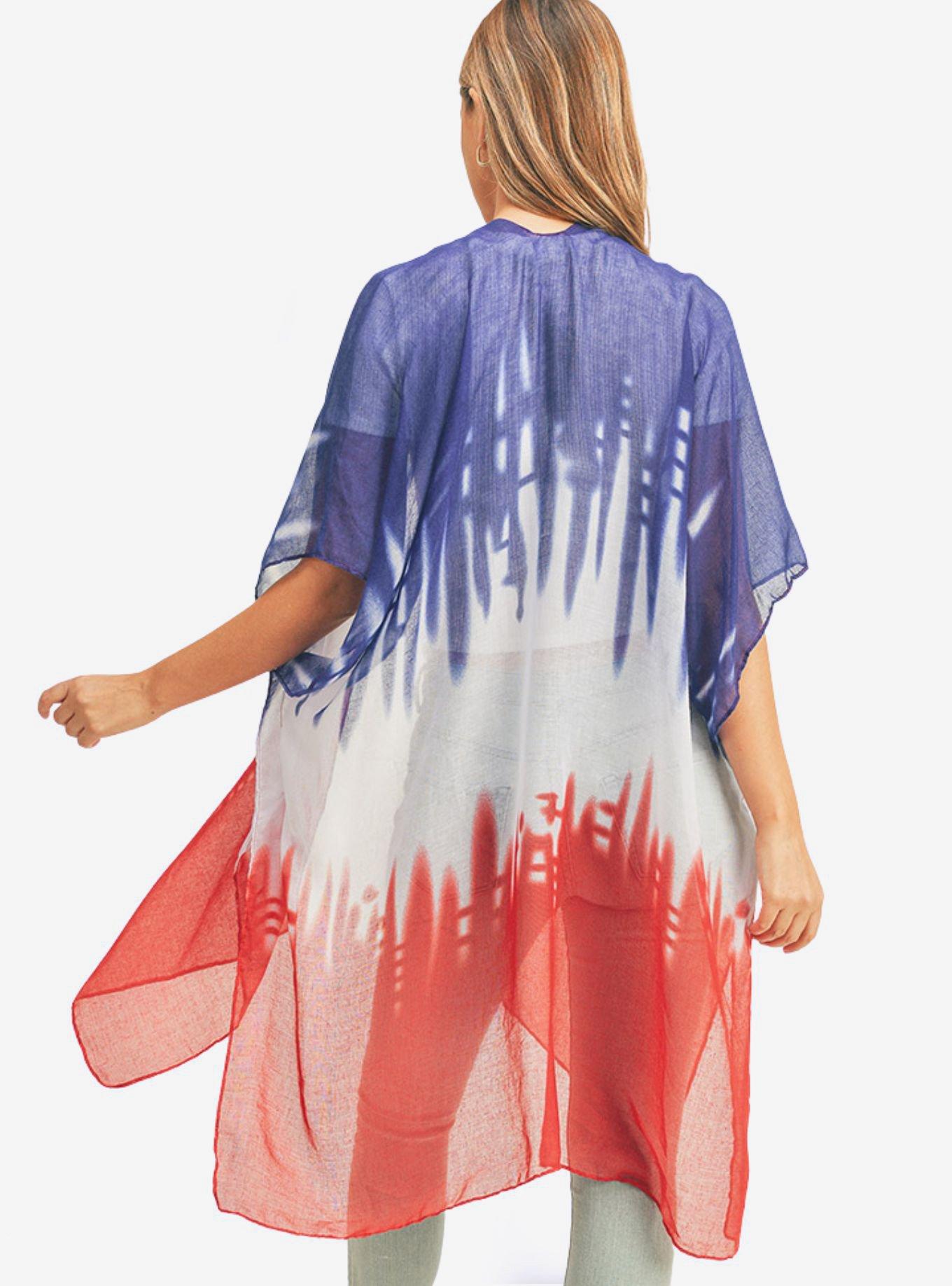 Tie Dye USA American Flag Swim Coverup, , hi-res