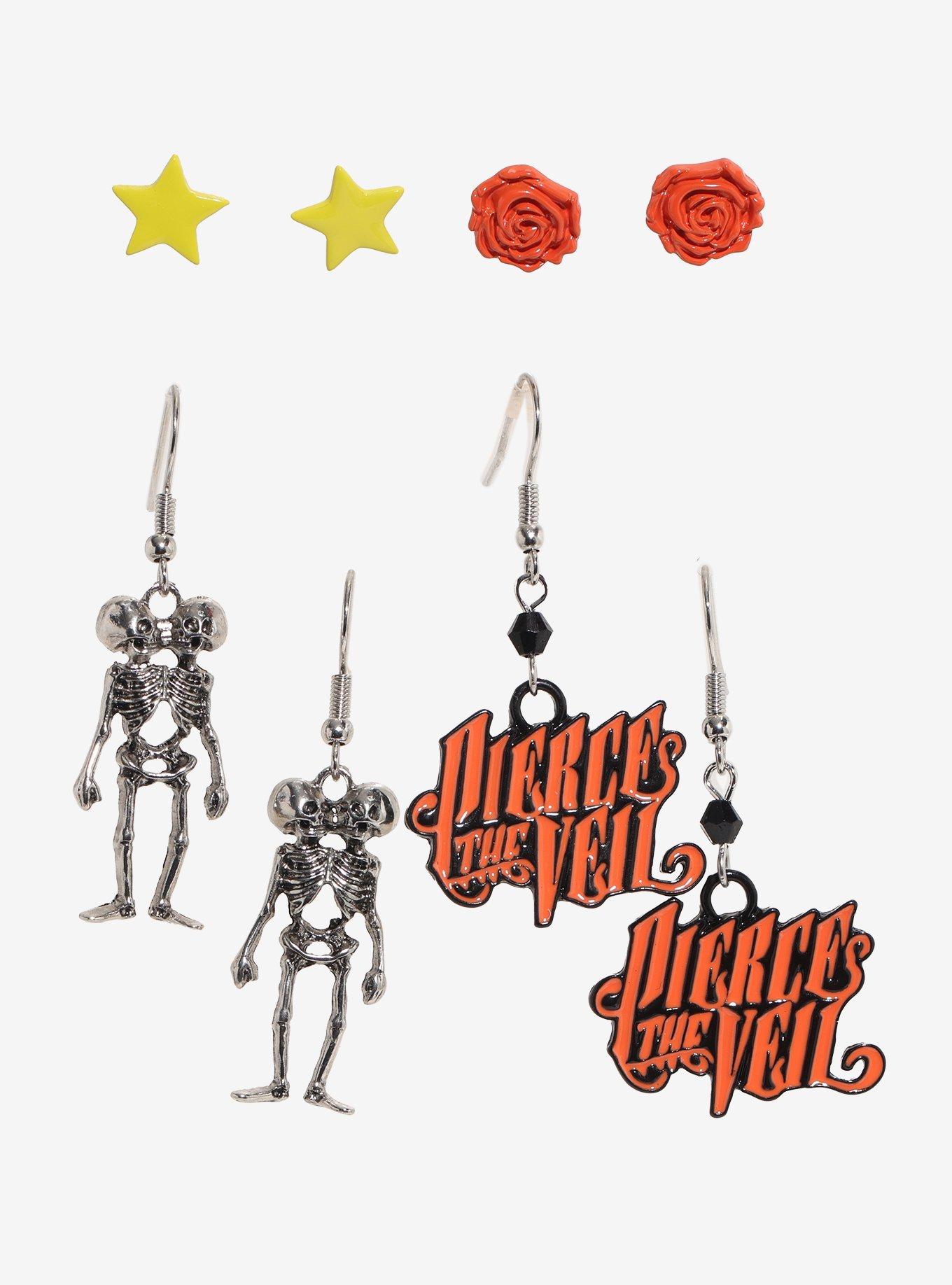 Pierce The Veil Skeleton Icons Earring Set, , hi-res