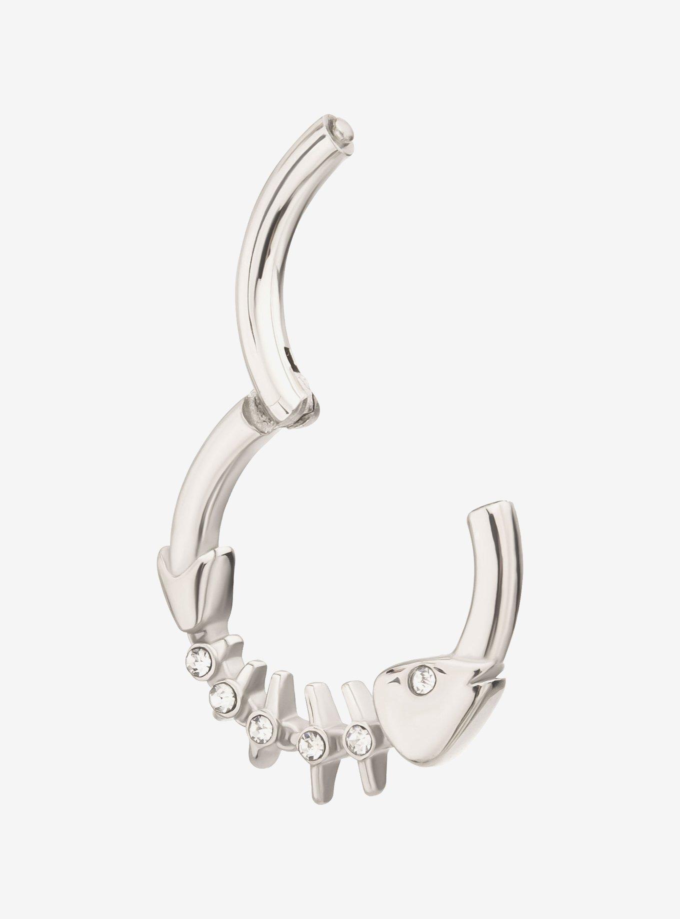 16G Steel Silver Fish Bone Hinged Clicker, , hi-res
