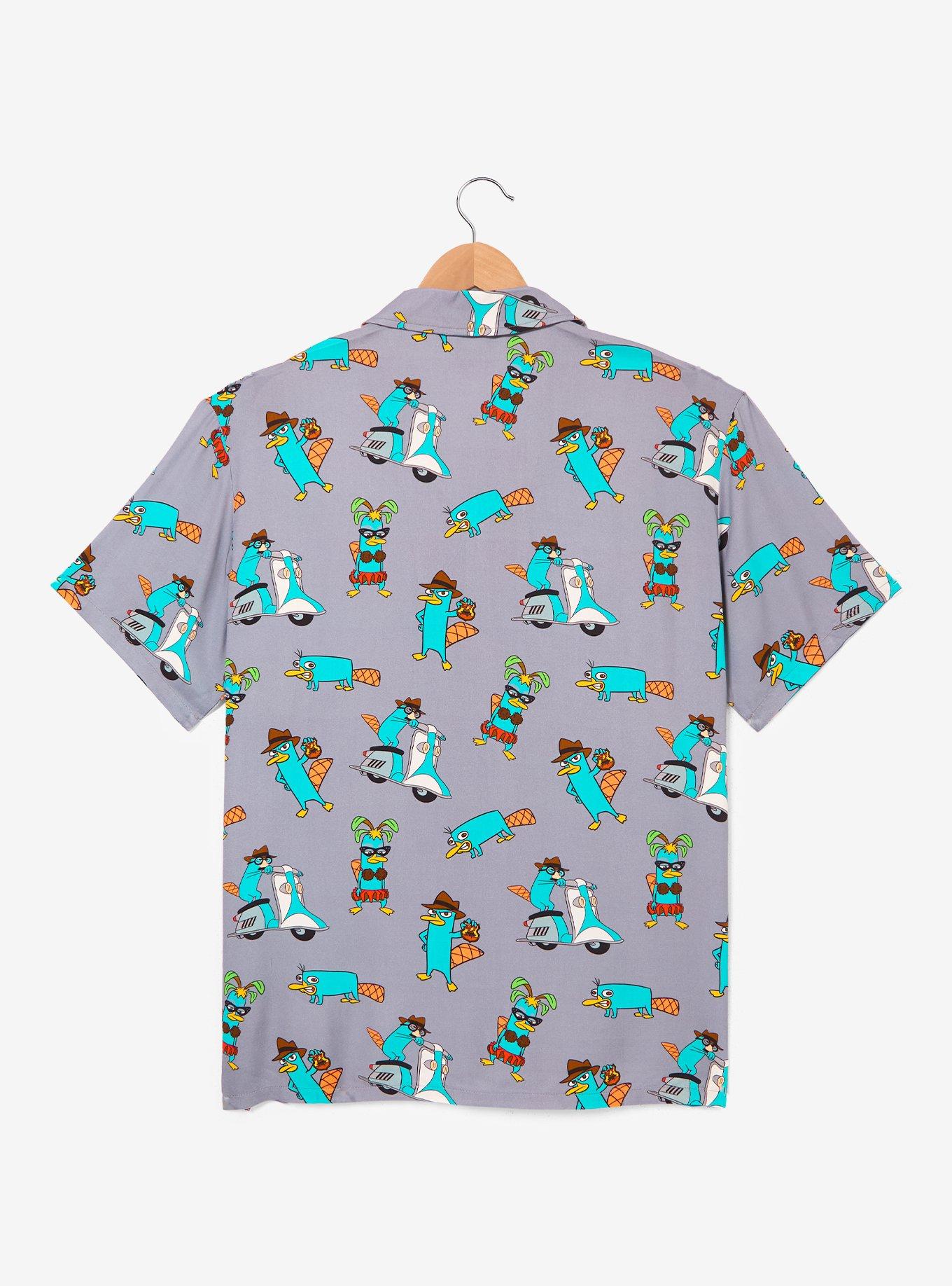 Disney Phineas and Ferb Perry Disguises Allover Print Woven Button Up - BoxLunch Exclusive, , hi-res