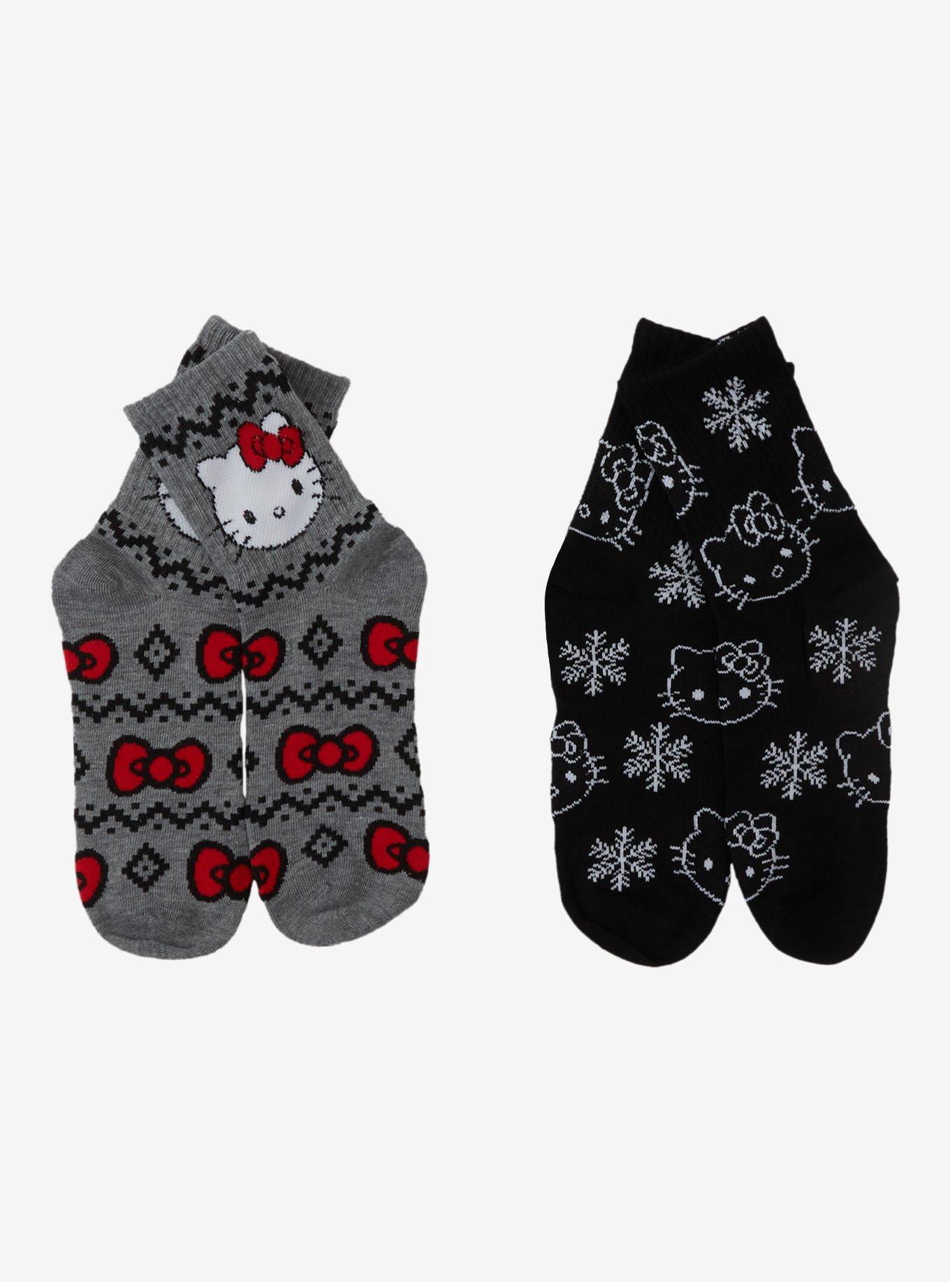Hello Kitty Snowflake Fair Isle Crew Socks 2 Pair, , hi-res