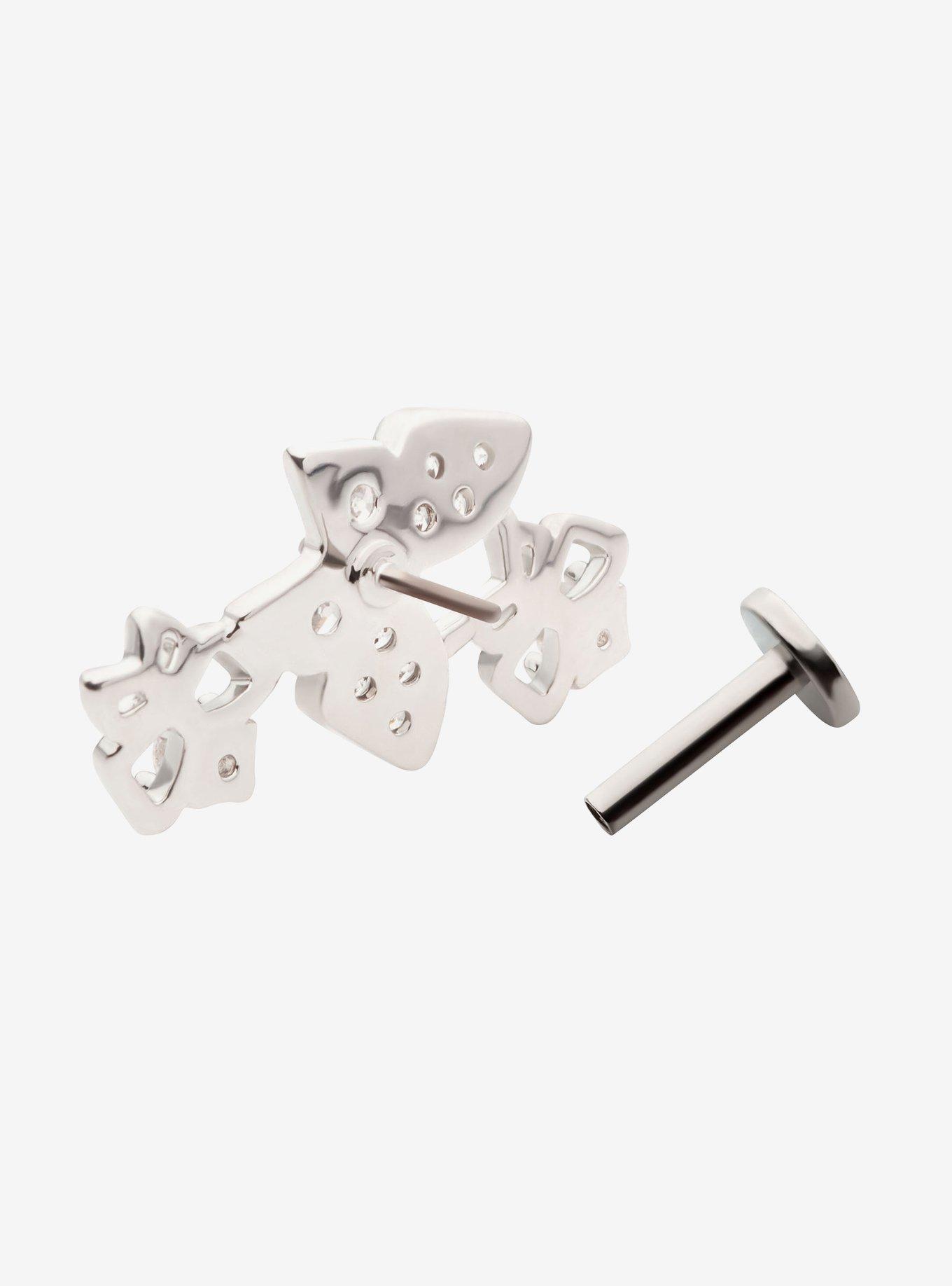 18G Steel Silver Butterfly Trio Labret Stud, , hi-res
