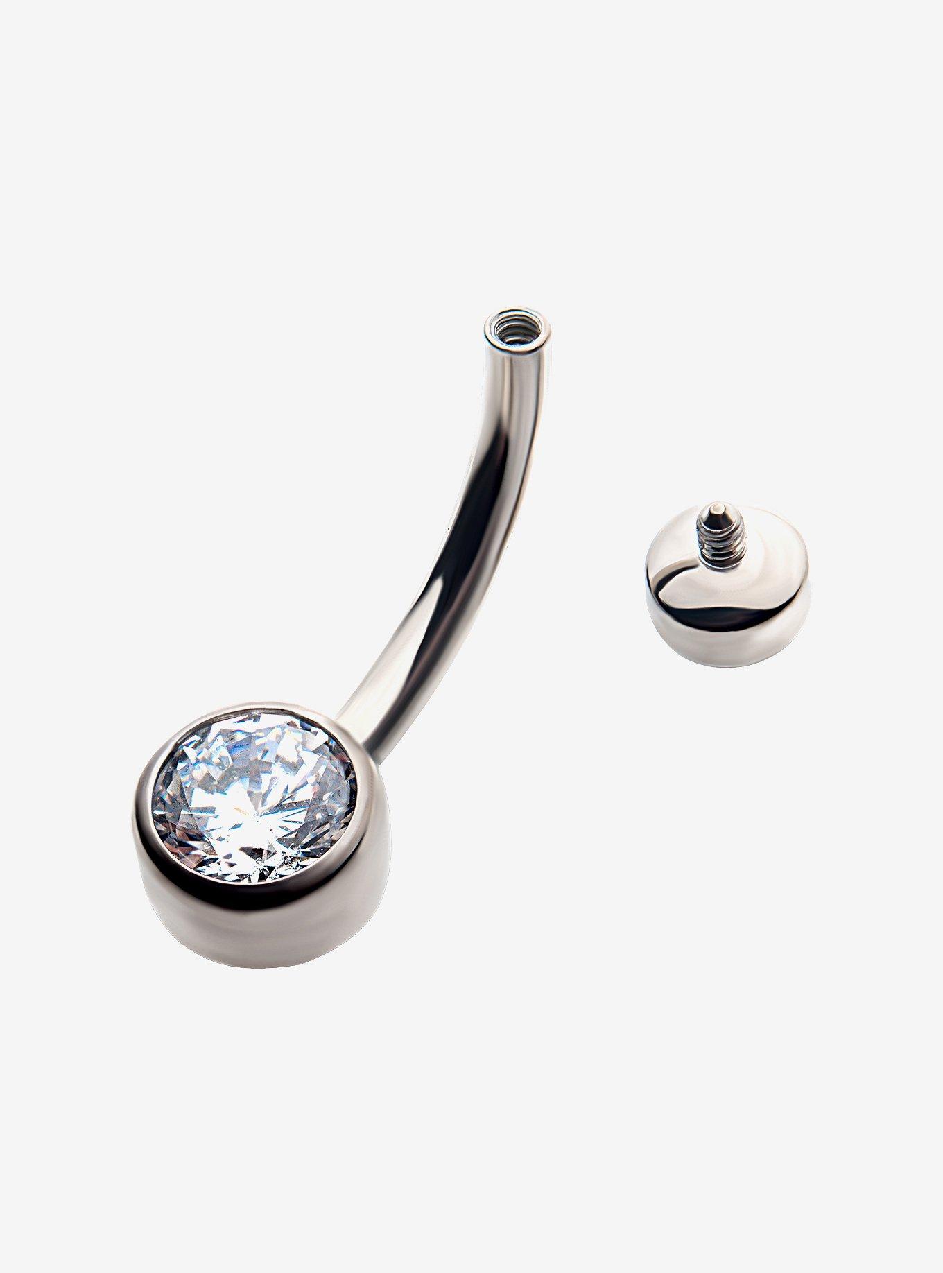 Titanium Clear Bling Navel Barbell, , hi-res