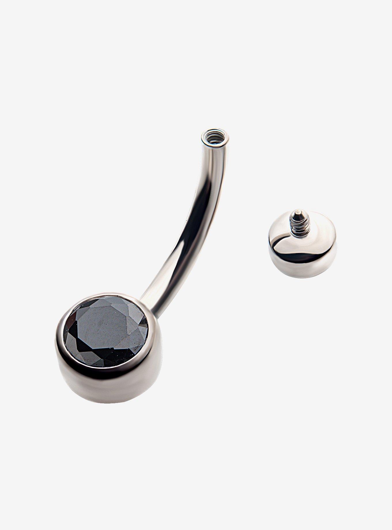 Titanium Black Bling Navel Barbell, , hi-res