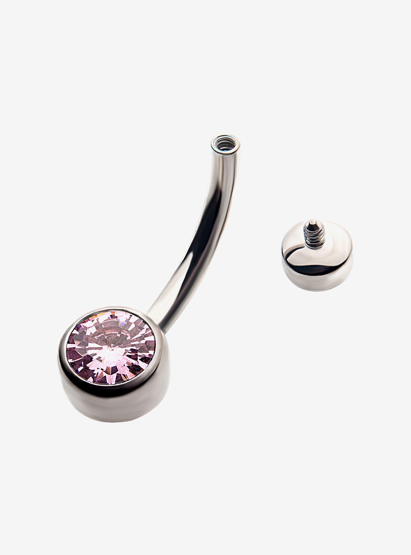 Titanium Pink Bling Navel Barbell, , hi-res