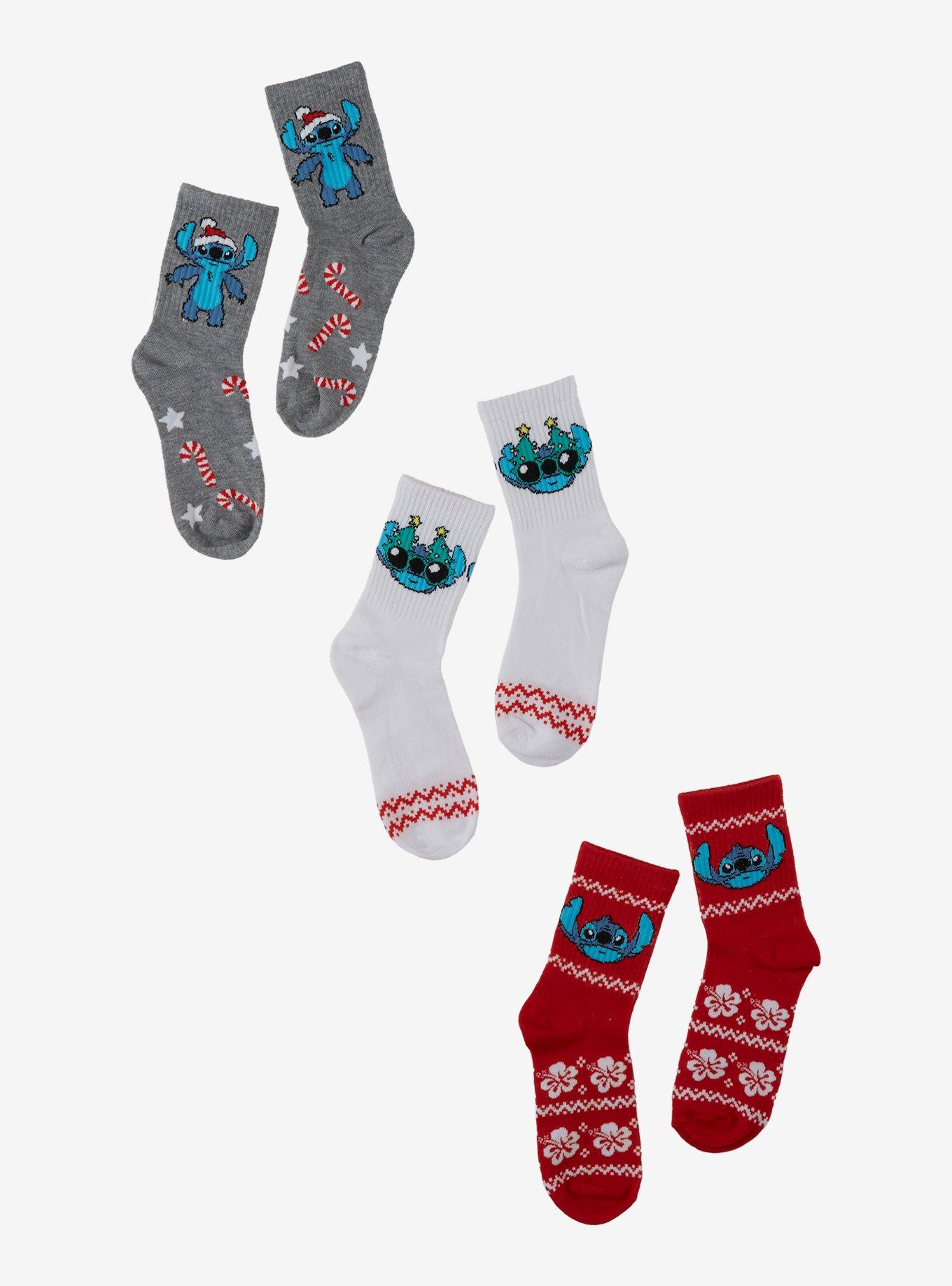 Disney Stitch Holiday Crew Socks 3 Pair, , hi-res