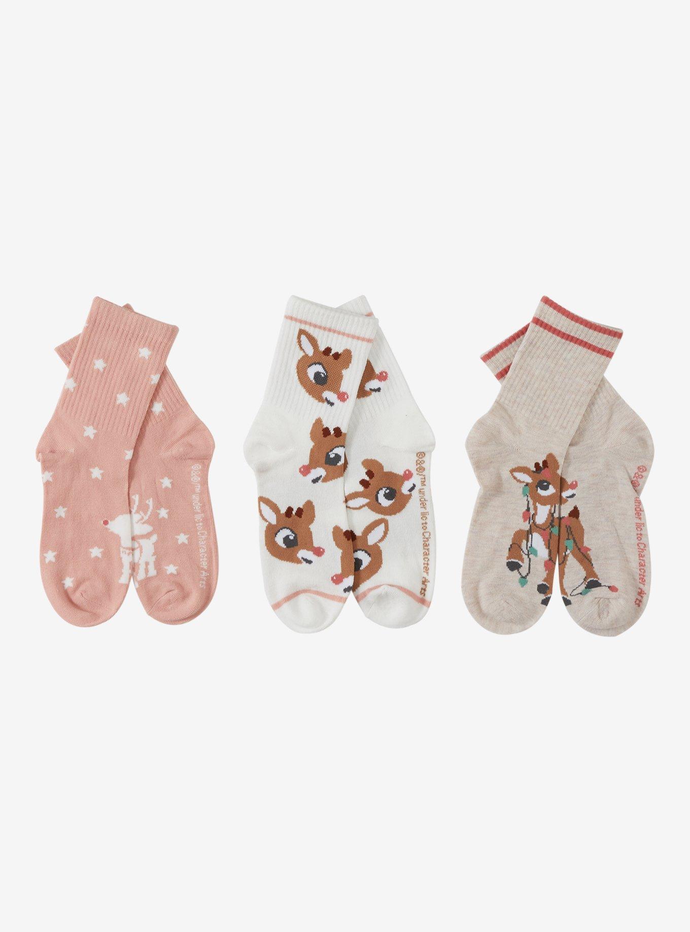 Rudolph The Red-Nosed Reindeer Crew Socks 3 Pair, , hi-res
